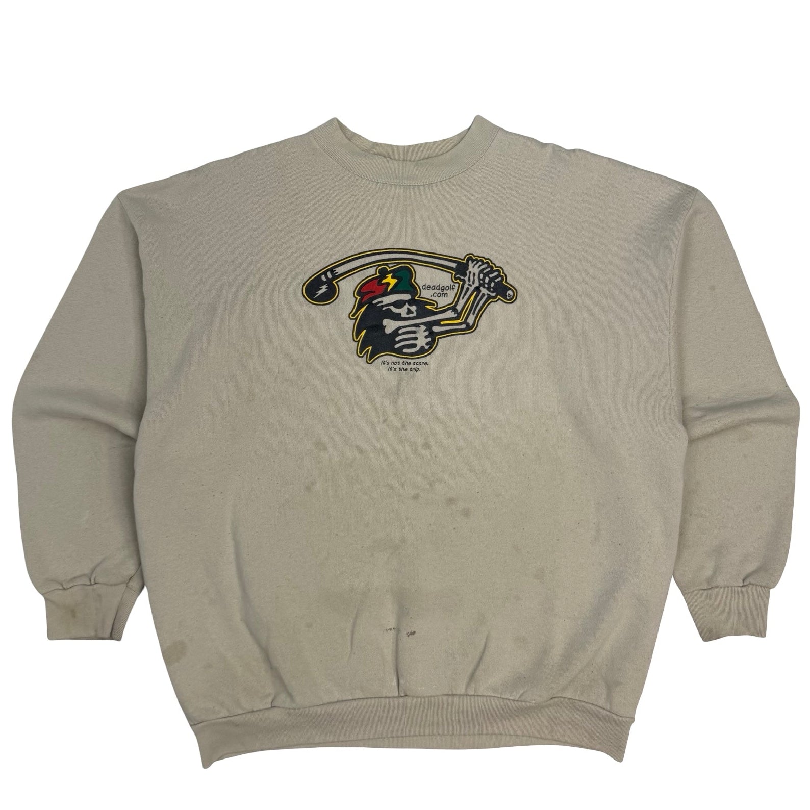 Vintage Deadgolf Skeleton Golf Crewneck Beige