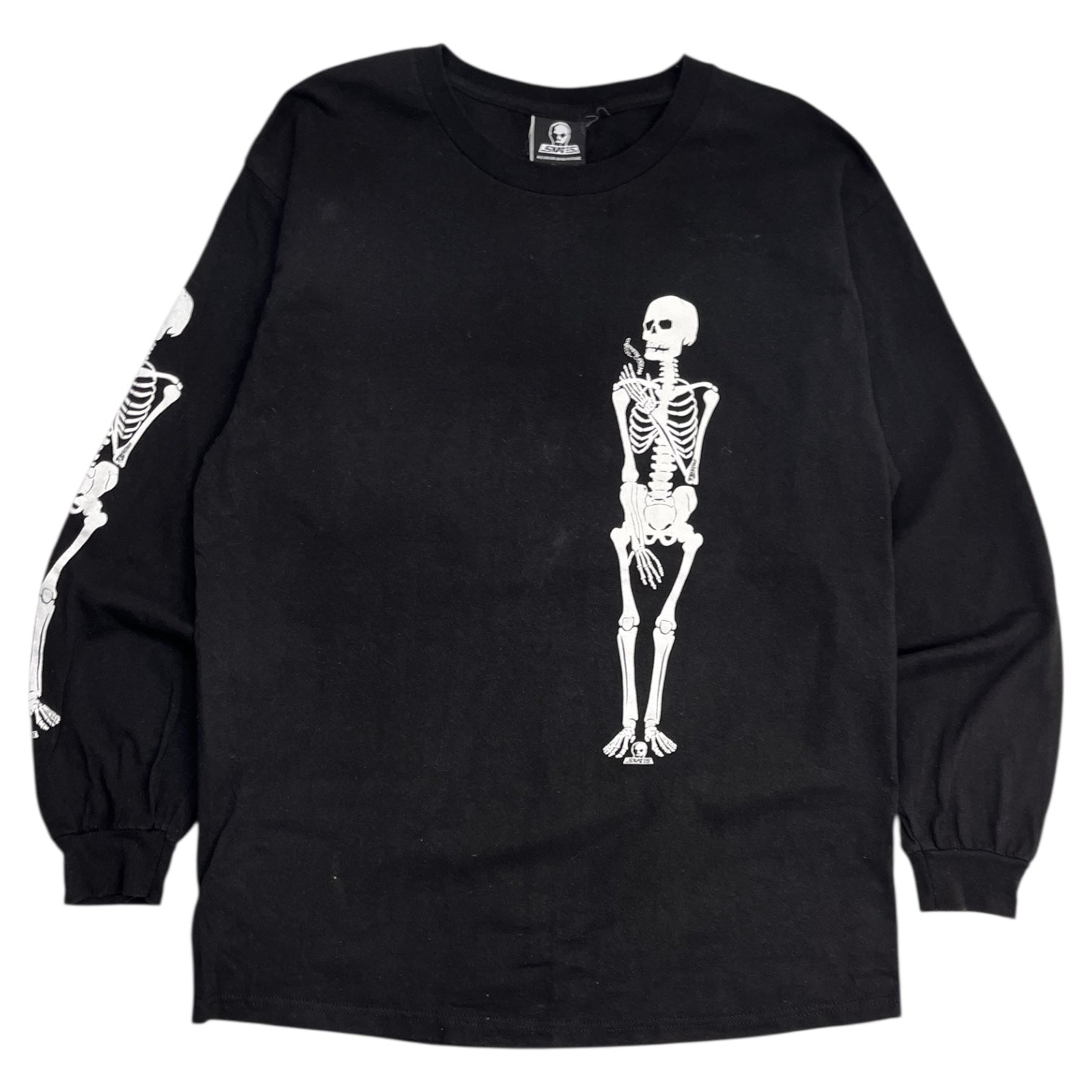 Vintage Skull Skates Skeleton L/S T-Shirt Black