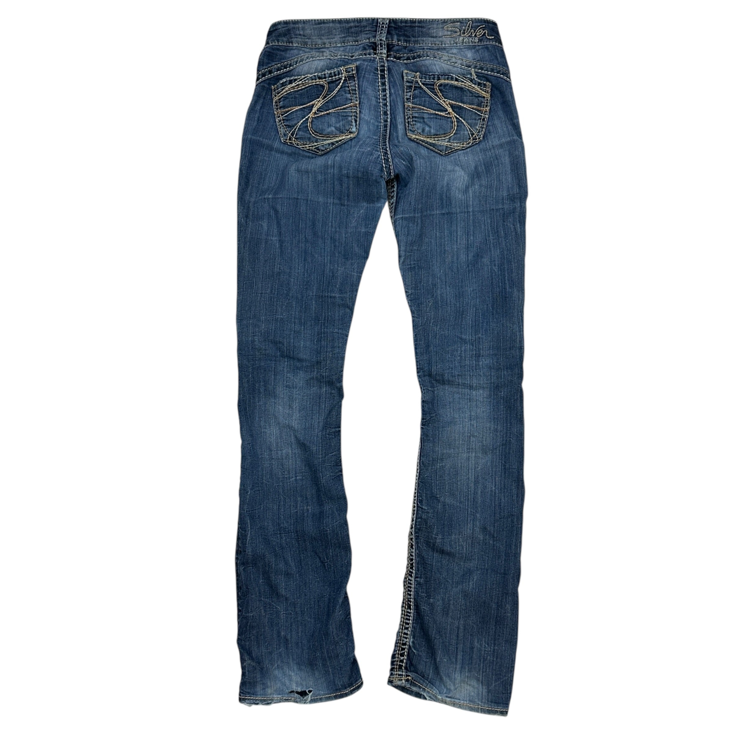 (W) Vintage Y2K Silver Jeans Slim Bootcut Denim Jeans