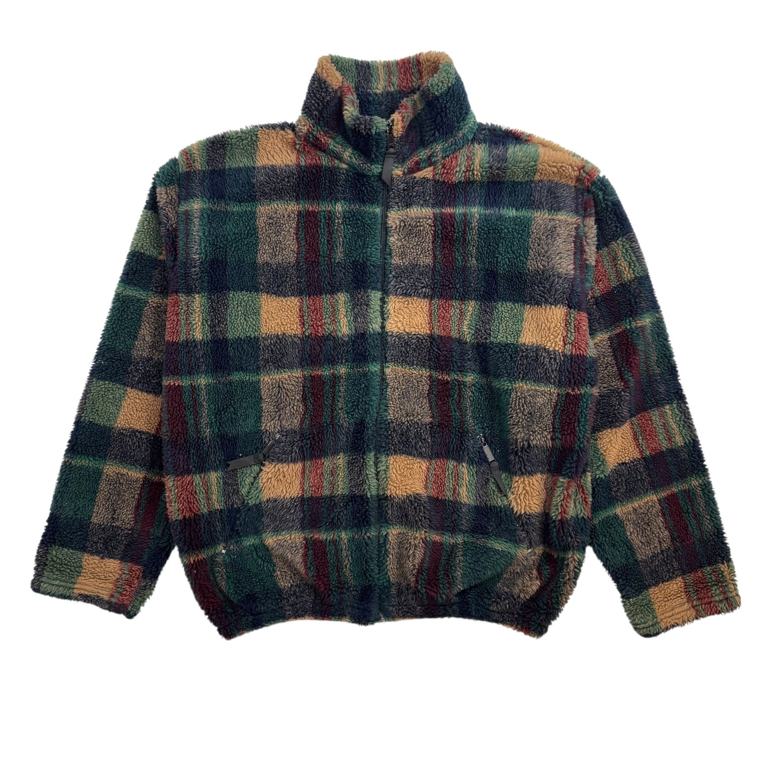 Vintage Rough Dress Zip Up Fleece Jacket Plaid