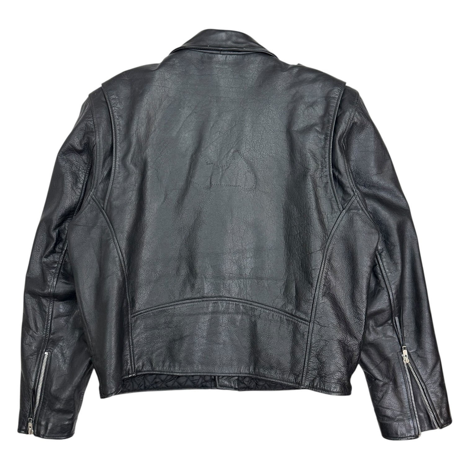 Vintage FMC Leather Moto Zip Jacket Black