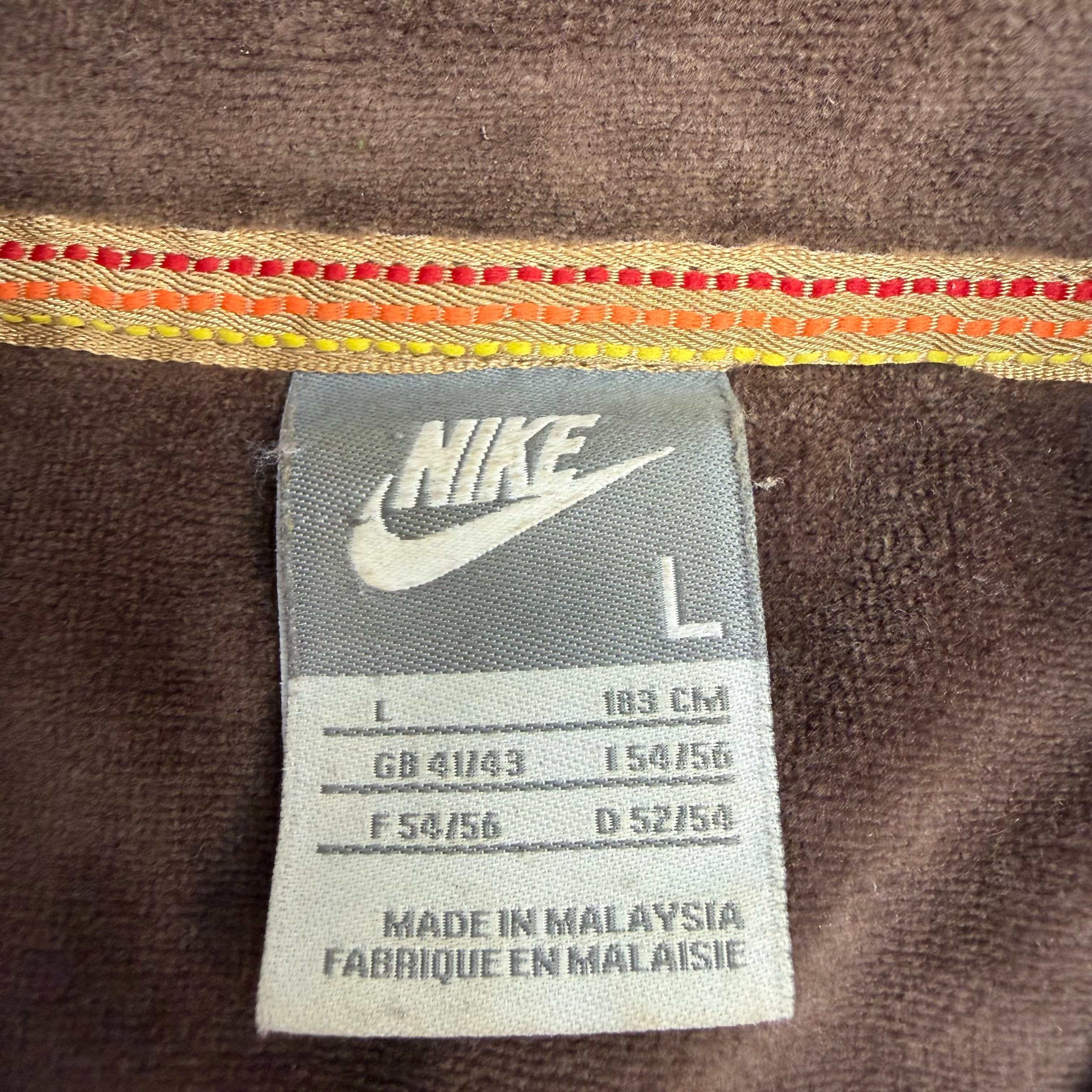 Vintage Nike Ronaldinho Velour Embroidered Track Jacket Brown