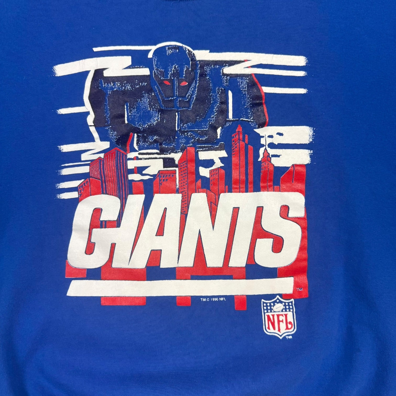 1990 New York Giants Robot Crewneck Blue