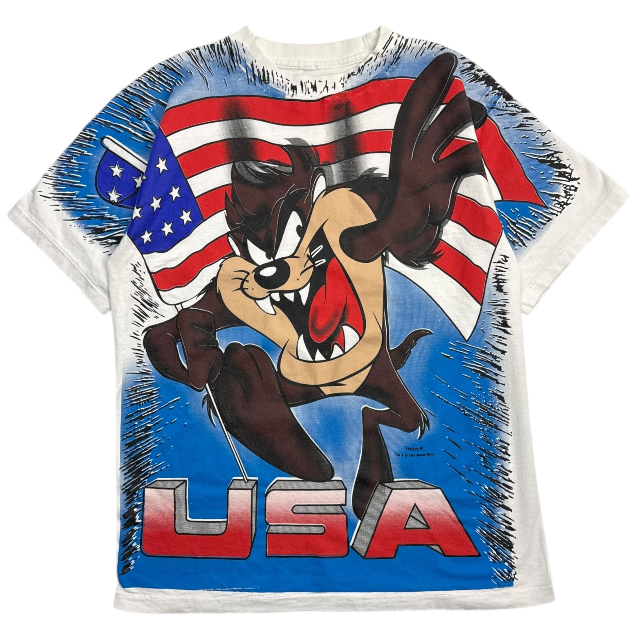 1997 Taz American Flag T-Shirt