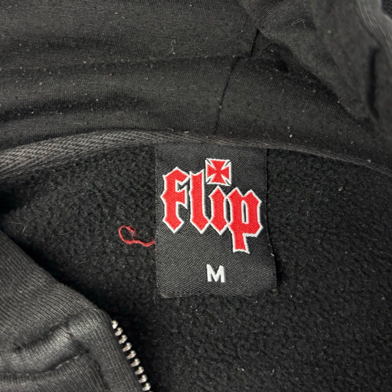 Vintage Flip Skateboards Skull & Crossbones Full Zip Hoodie Black