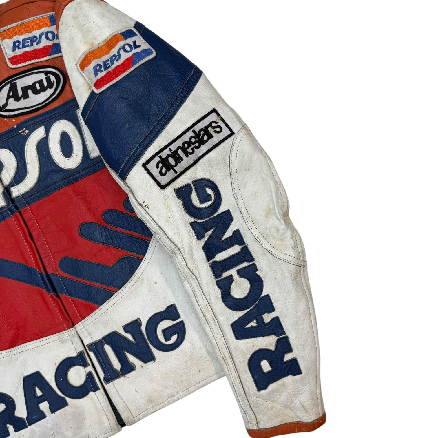 Vintage Repsol Leather Racing Jacket Orange/White
