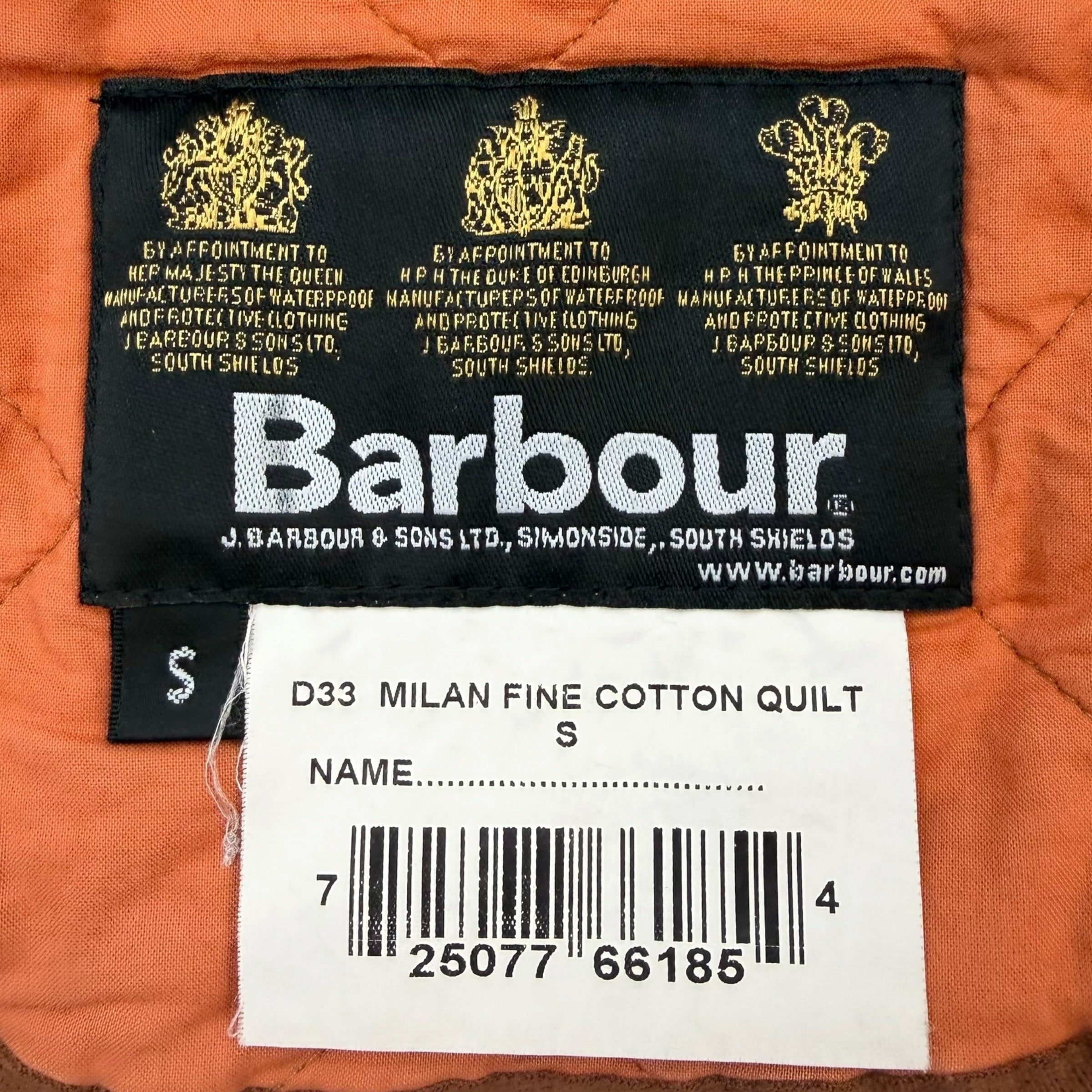 Vintage Barbour Quilted Jacket Tan