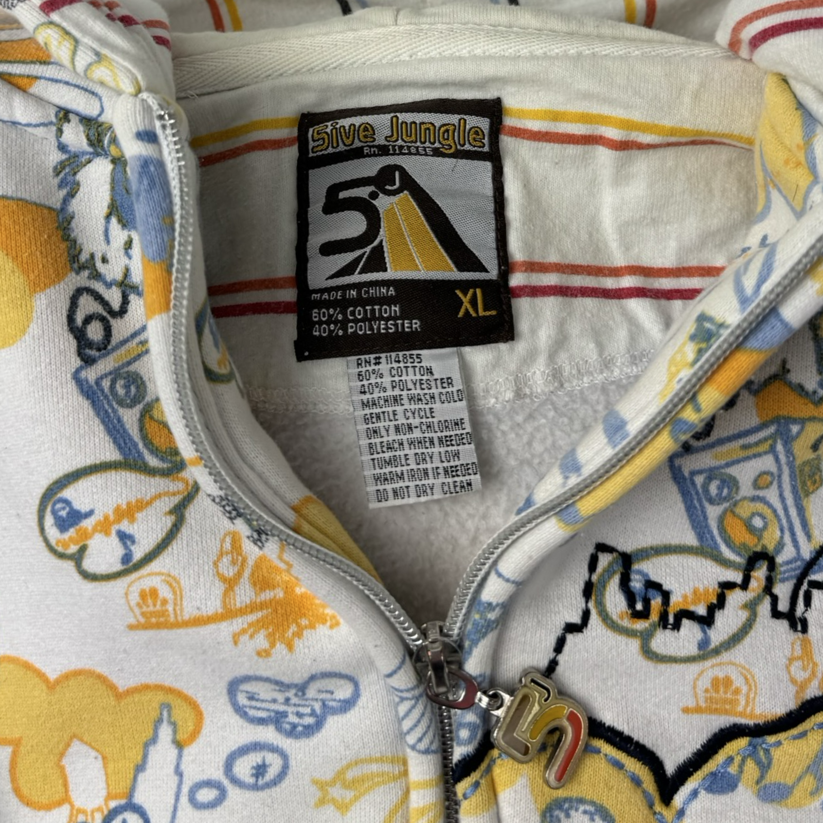 Vintage Y2K 5ive Jungle AOP Hoodie White