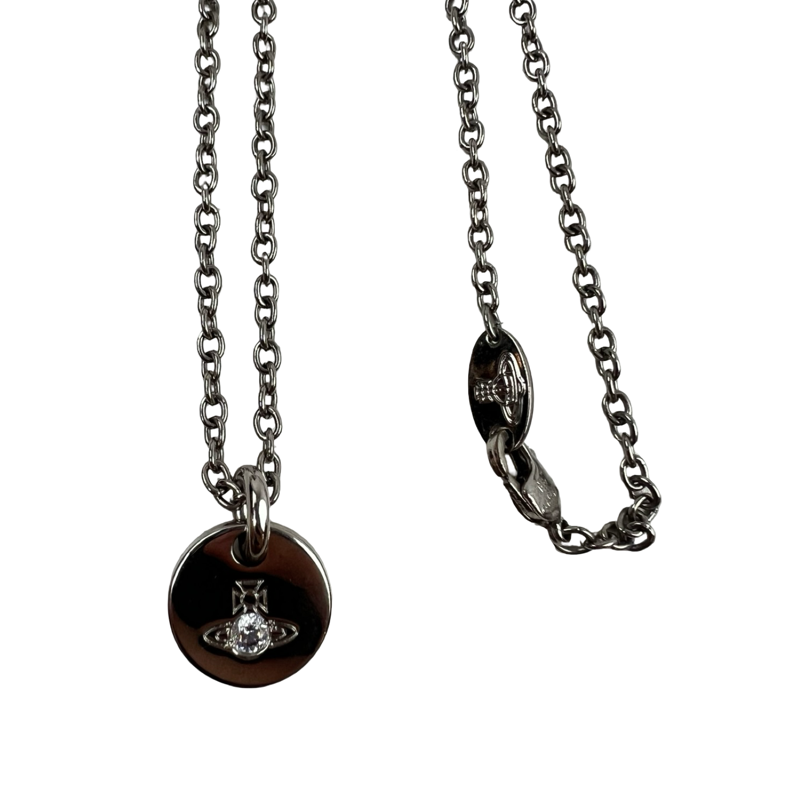 Vivienne Westwood Man Lewis Ruthenium Plated Disc Pendant Necklace