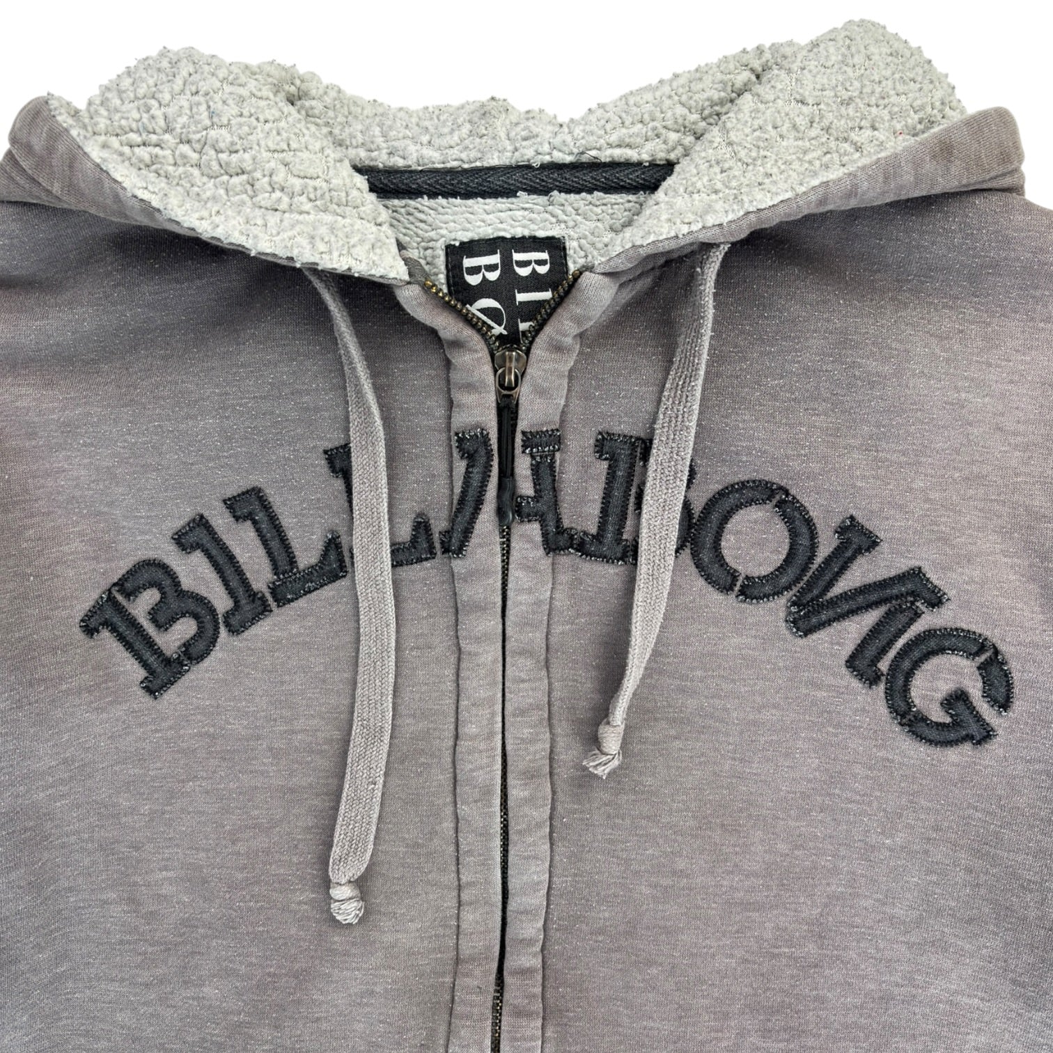 (W) Vintage Y2K Billabong Sherpa Lined Hoodie Grey