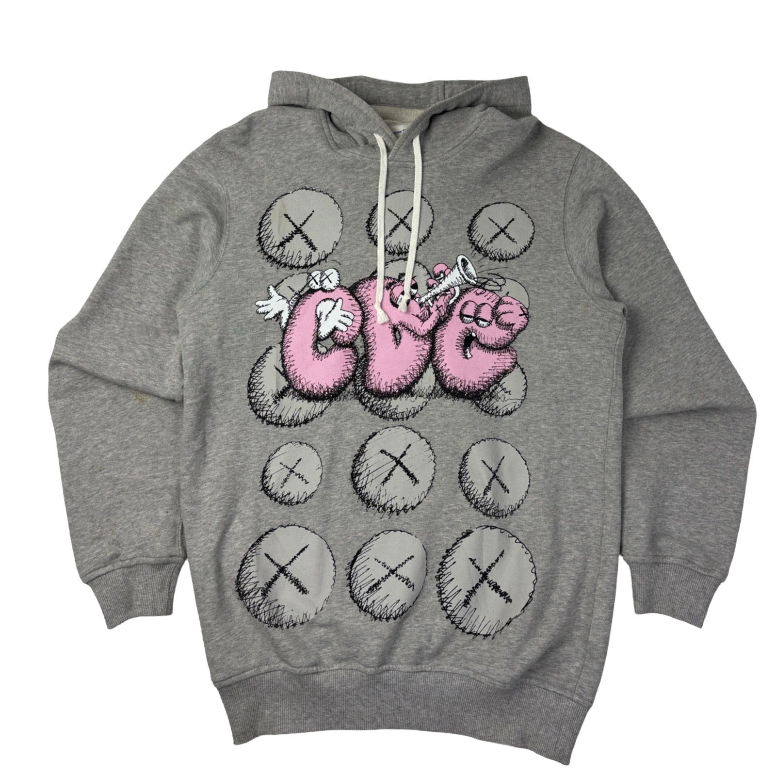 Comme des Garçons SHIRT X Kaws Print Popover Hoodie Grey