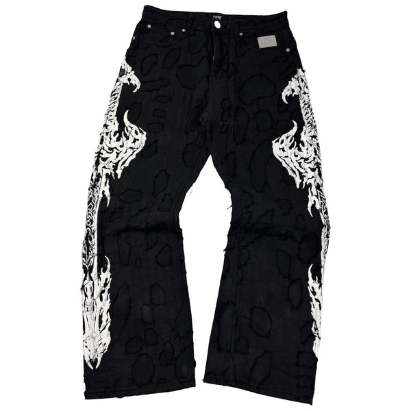 Revenge City Morgue Distressed Boro Flared Pant Black