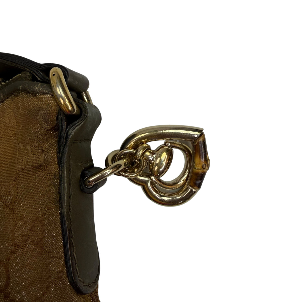 (W) Gucci GG Canvas Hobo Shoulder Bag Metallic Beige