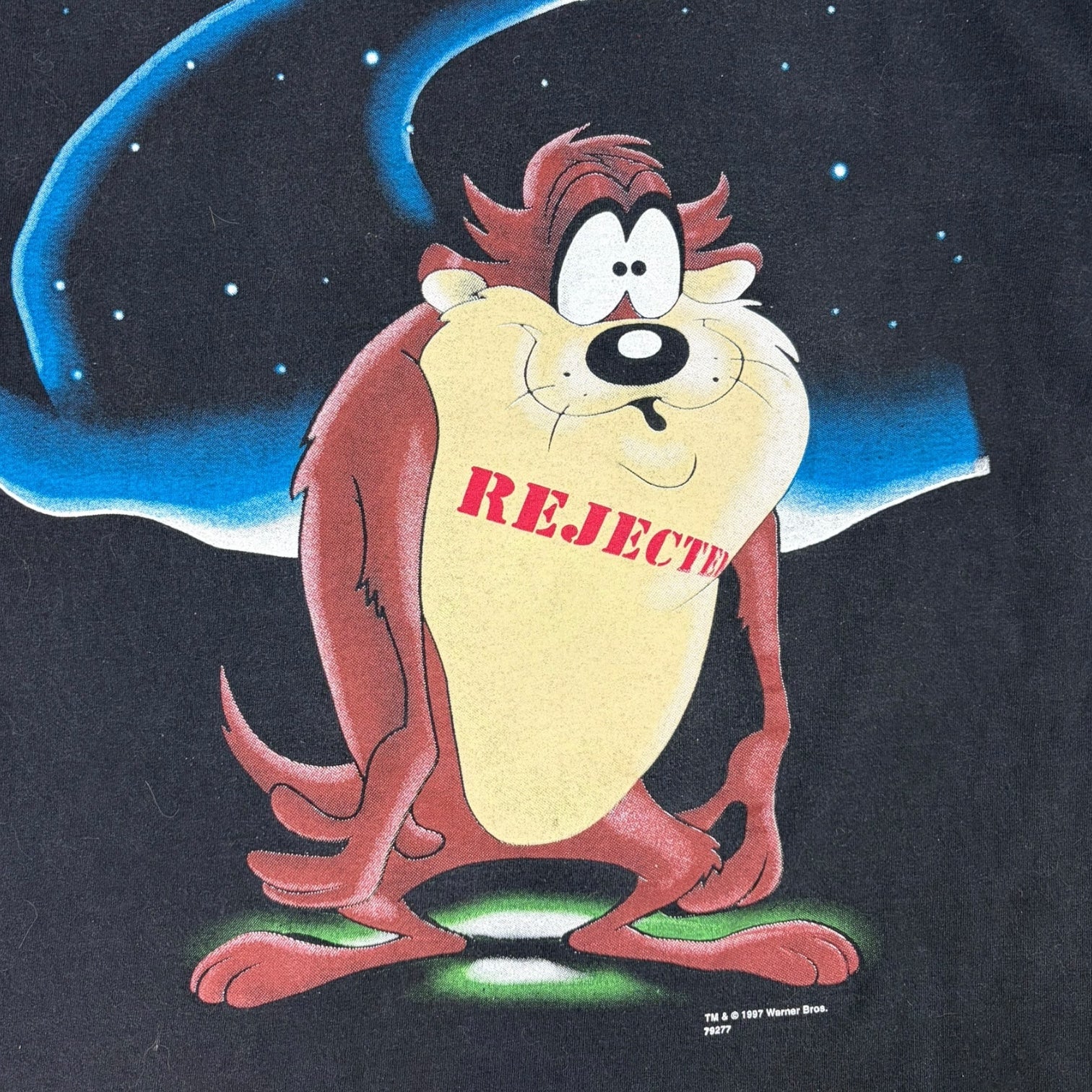 Vintage 1997 Warner Bros. Taz UFO T-Shirt Black