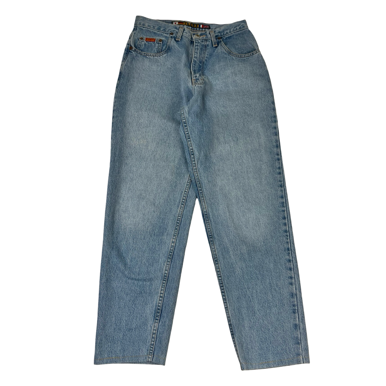 (W) Vintage Ikeda Baggy Tapered Leg Light Wash Denim Jeans