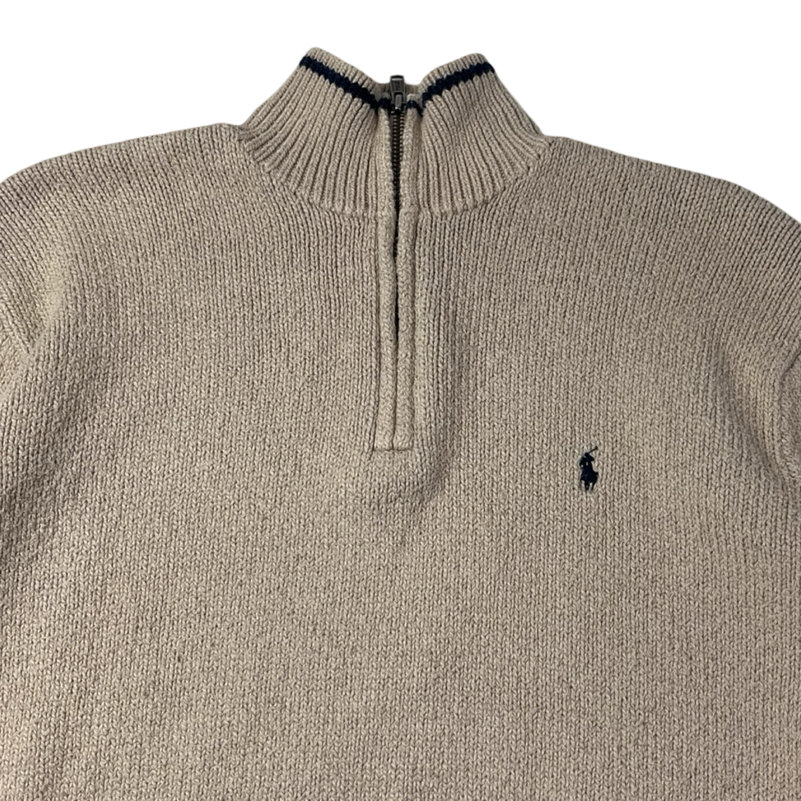 Vintage Polo Ralph Lauren Knit Quarter Zip Sweater Brown/Cream