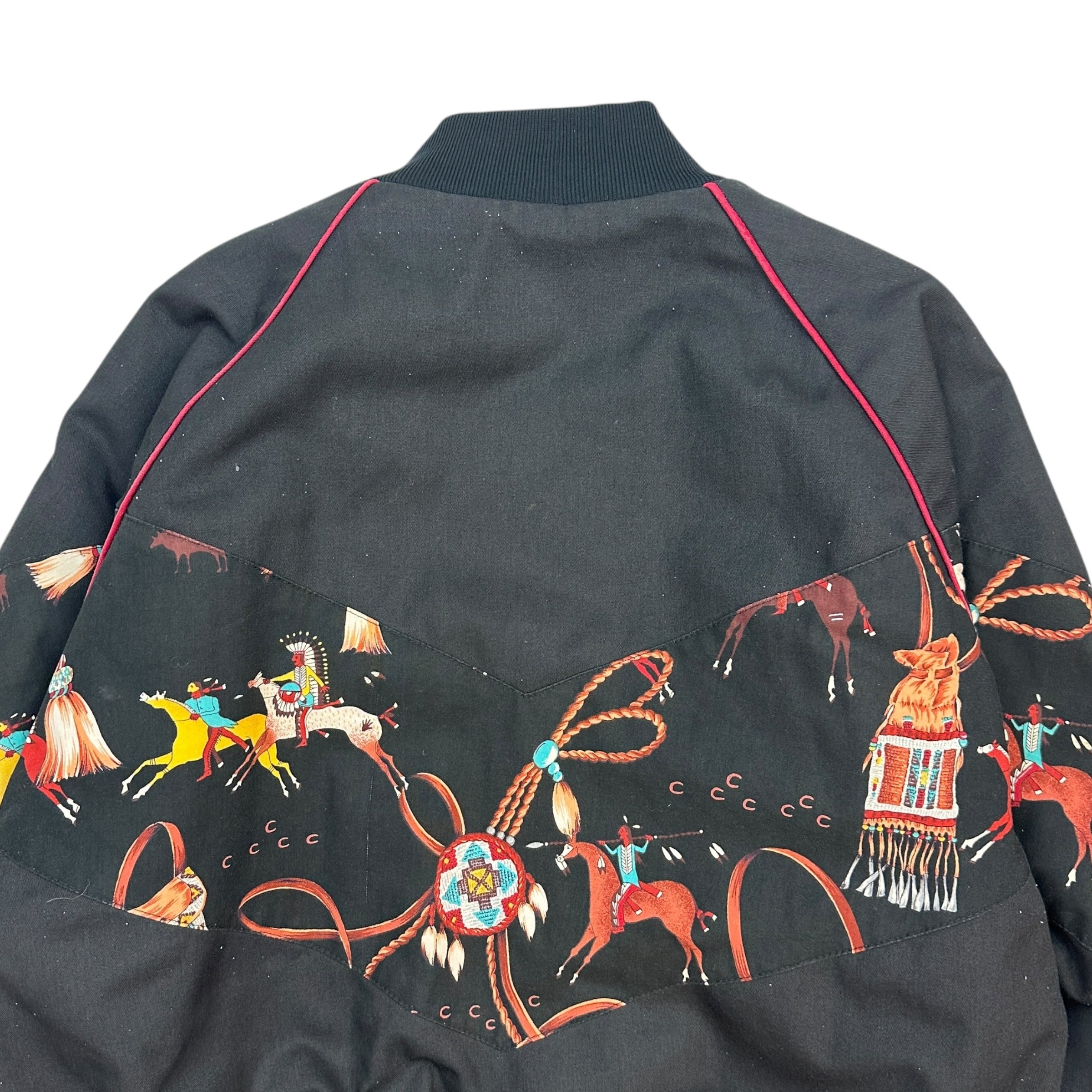 Vintage Bee-Wild Patterned Bomber Jacket Black