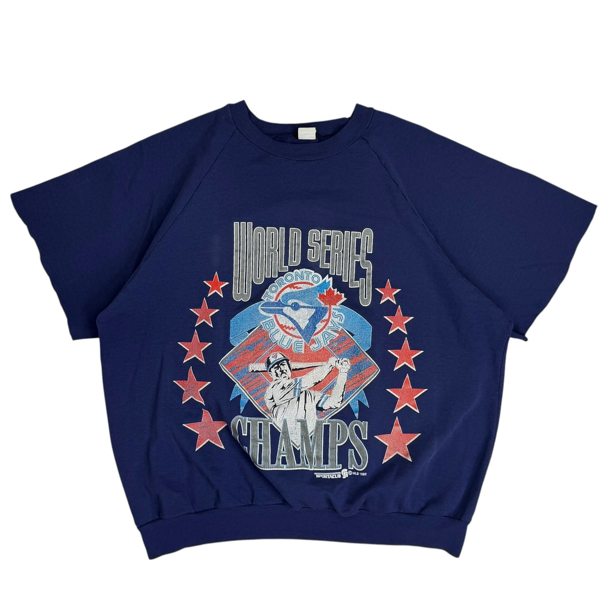 1992 Toronto Blue Jays World Series Crewneck Cutoff Tee Blue