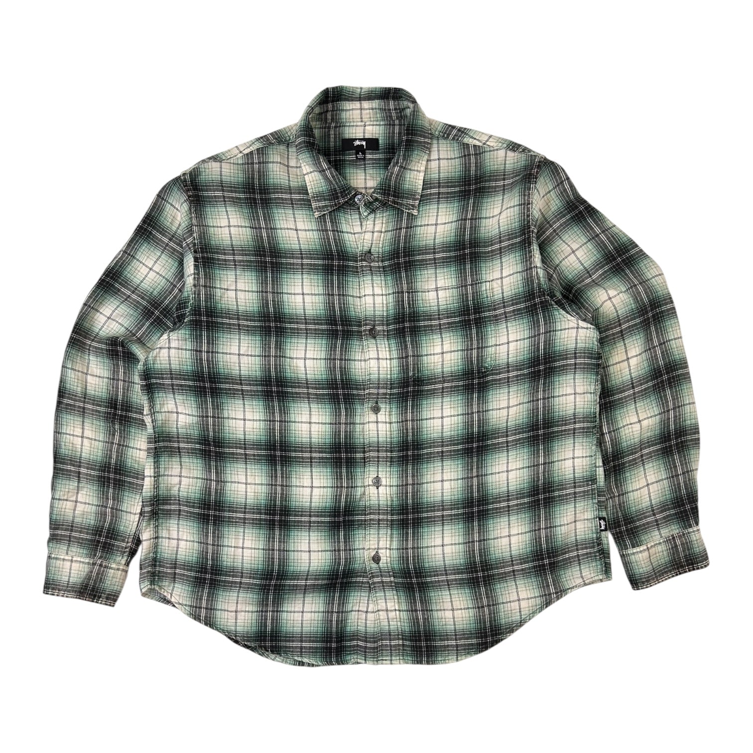 Stussy Matthew Printed Plaid Long Sleeve Green/White
