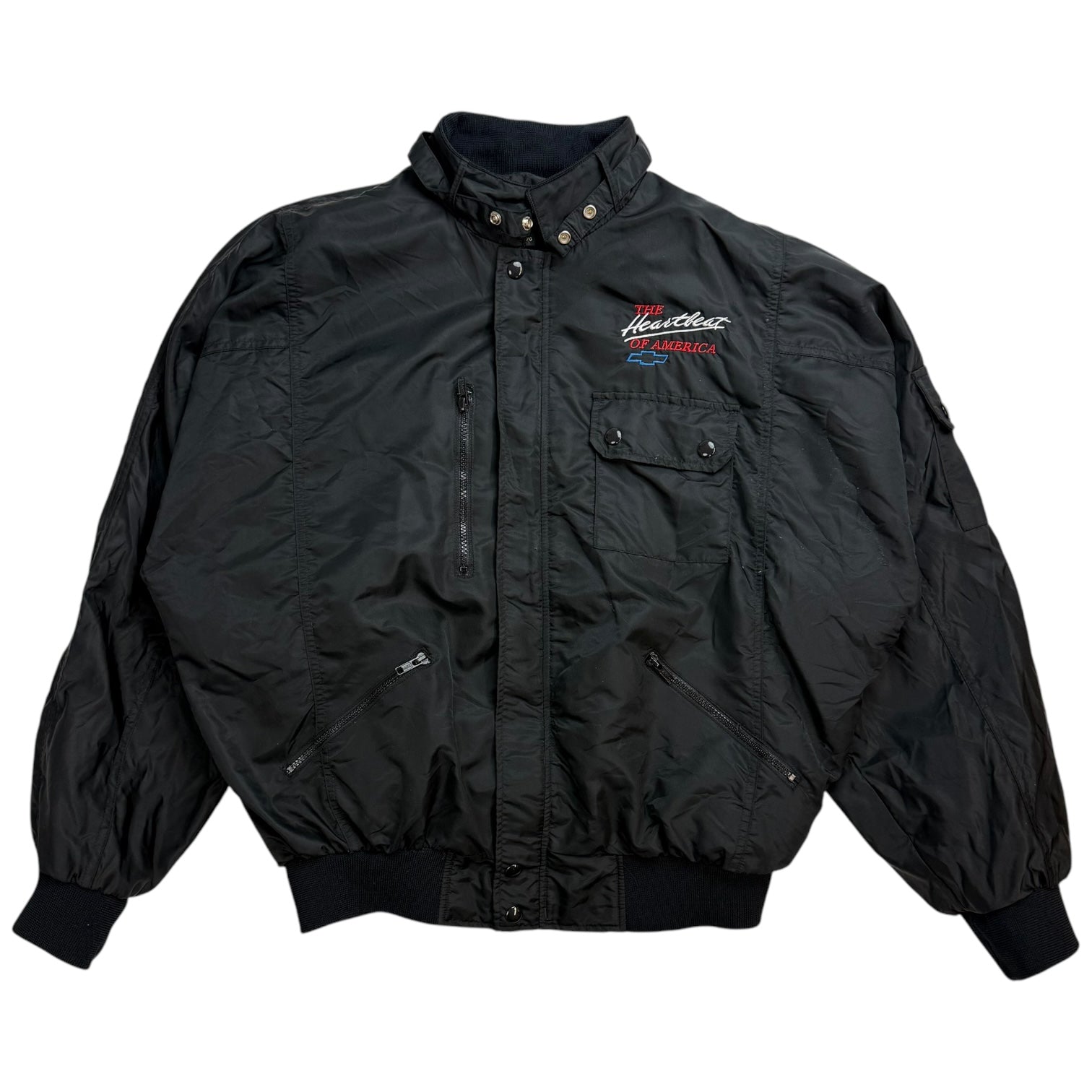 Vintage Chevrolet ‘The Heartbeat Of America’ Bomber Jacket Black