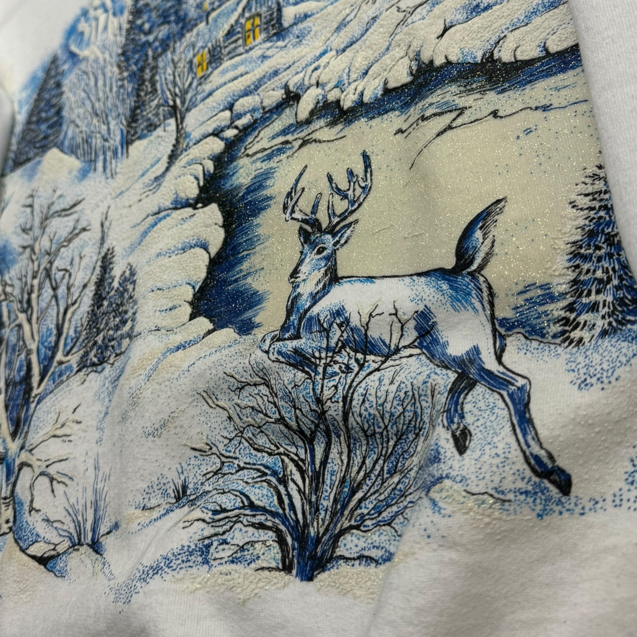 1993 Winter Postcard All Over Raised Print Sweater