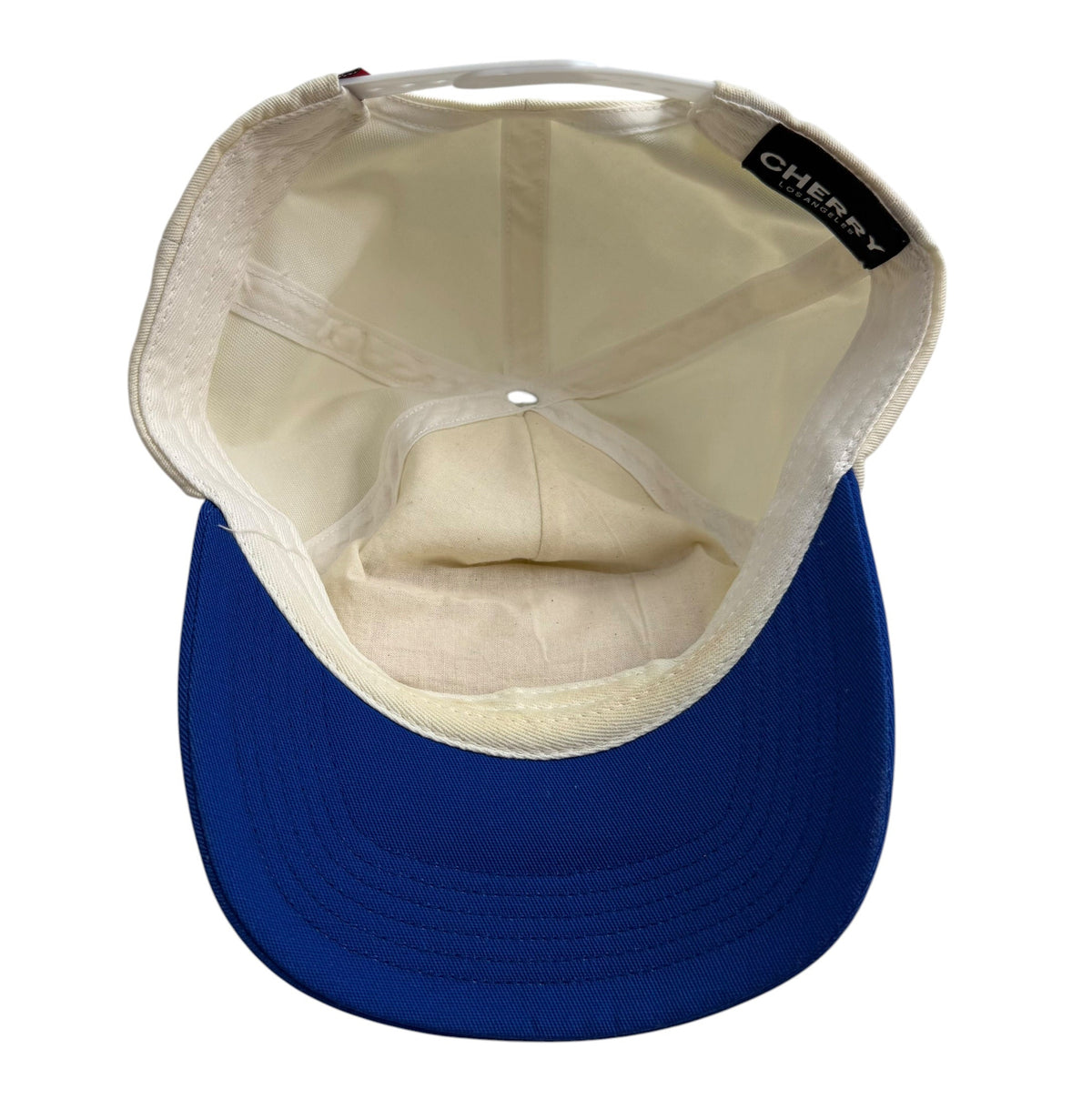 (W) Cherry LA Chevron 5 Panel Hat Cream/Blue