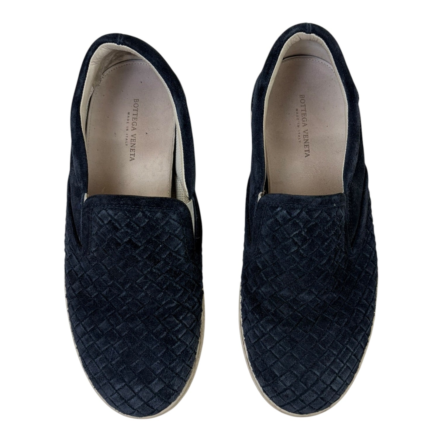 Bottega Veneta Intrecciato Weave Suede Loafer Sneakers Navy
