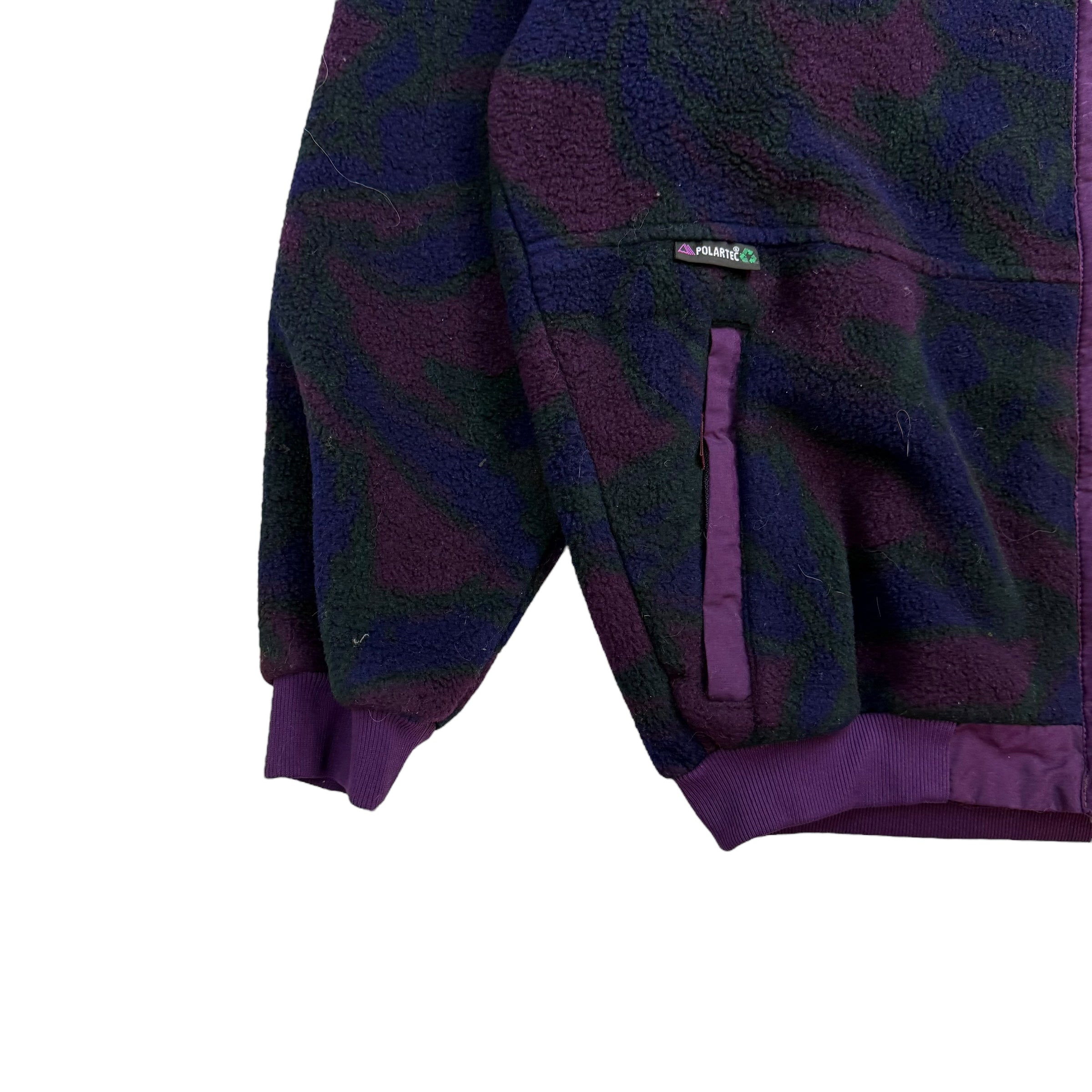 Vintage Chlorophylle Polartec Fleece Button Up Jacket Green/Purple