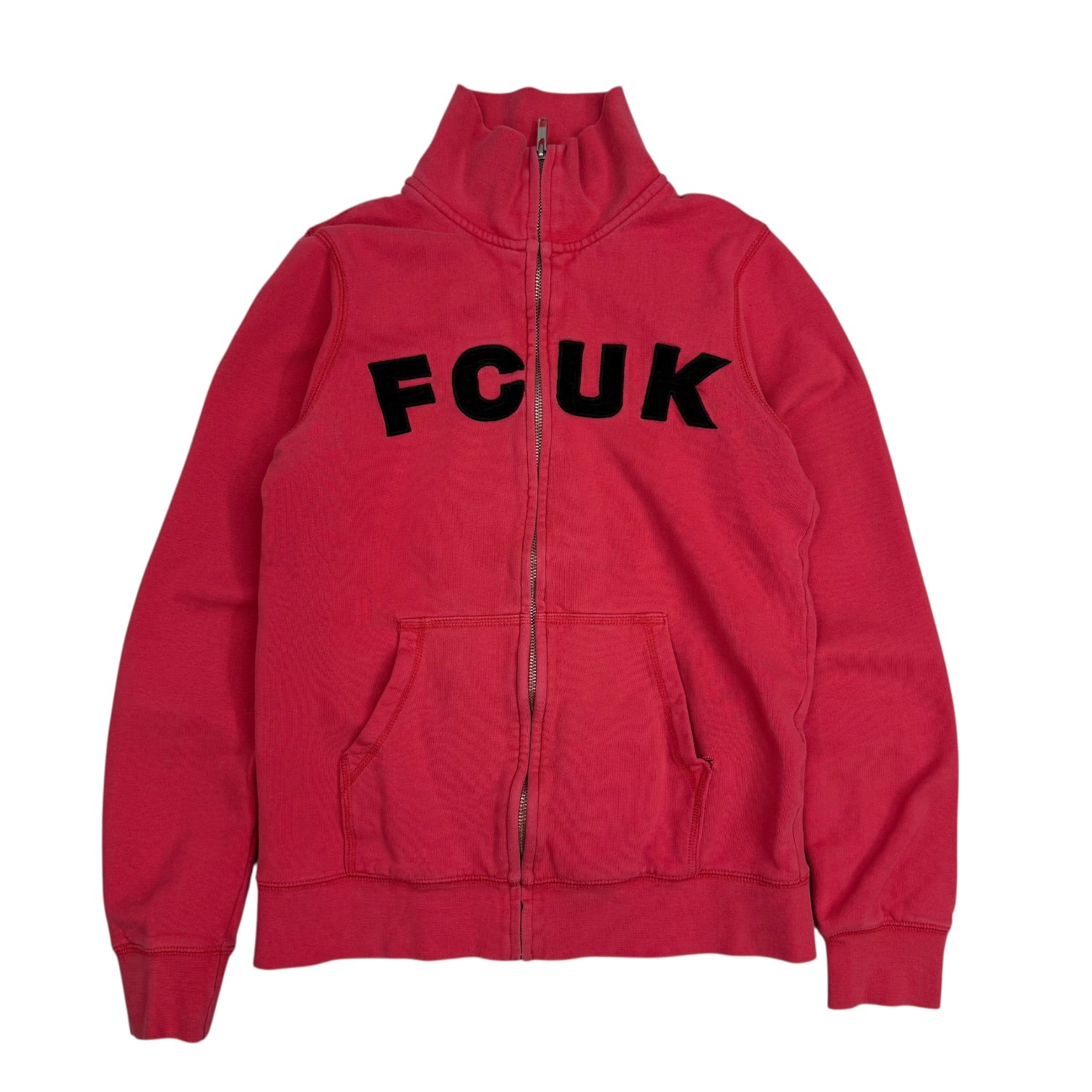 (W) French Connection FCUK Zip Up Sweater Red