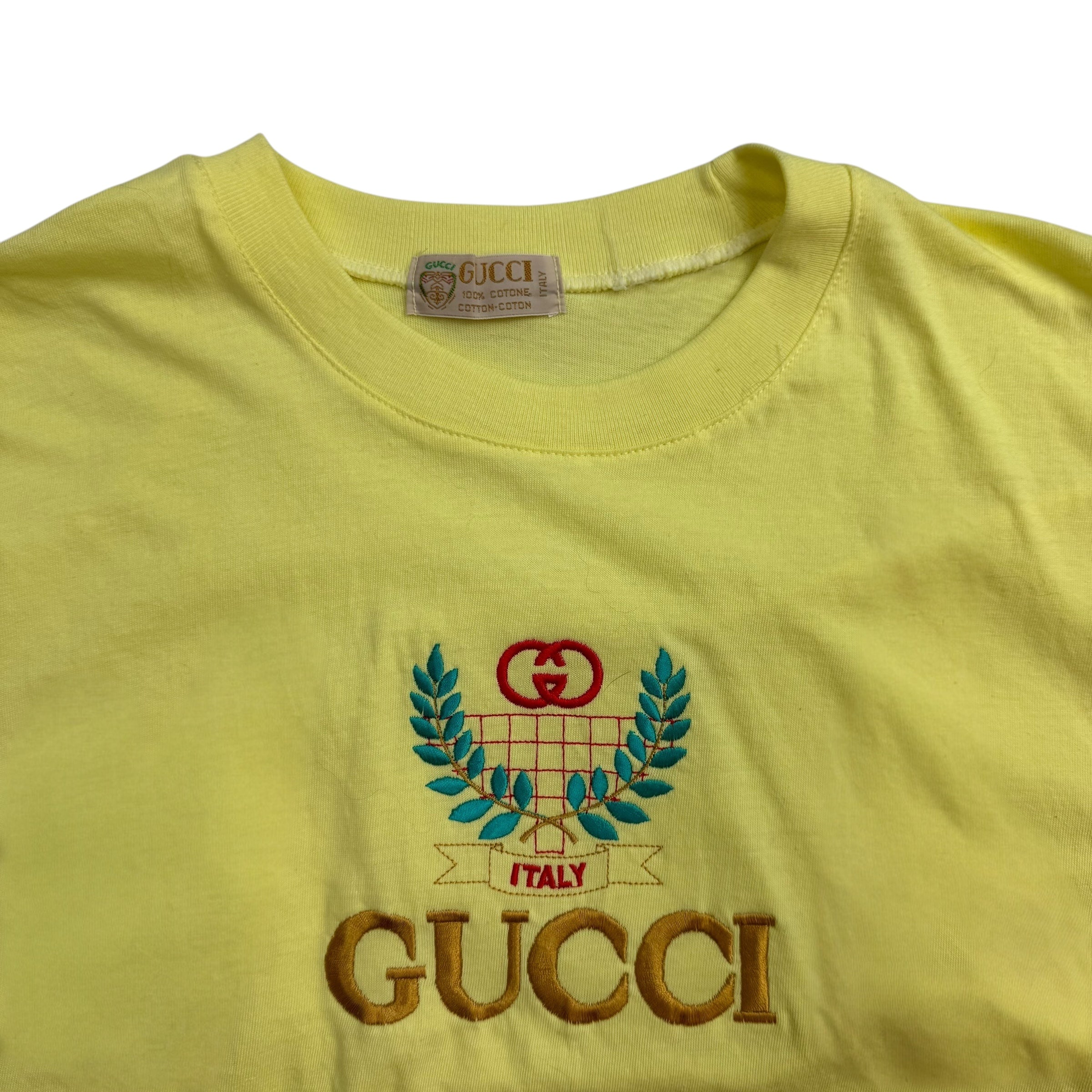 Vintage Gucci Embroidered Tee Yellow