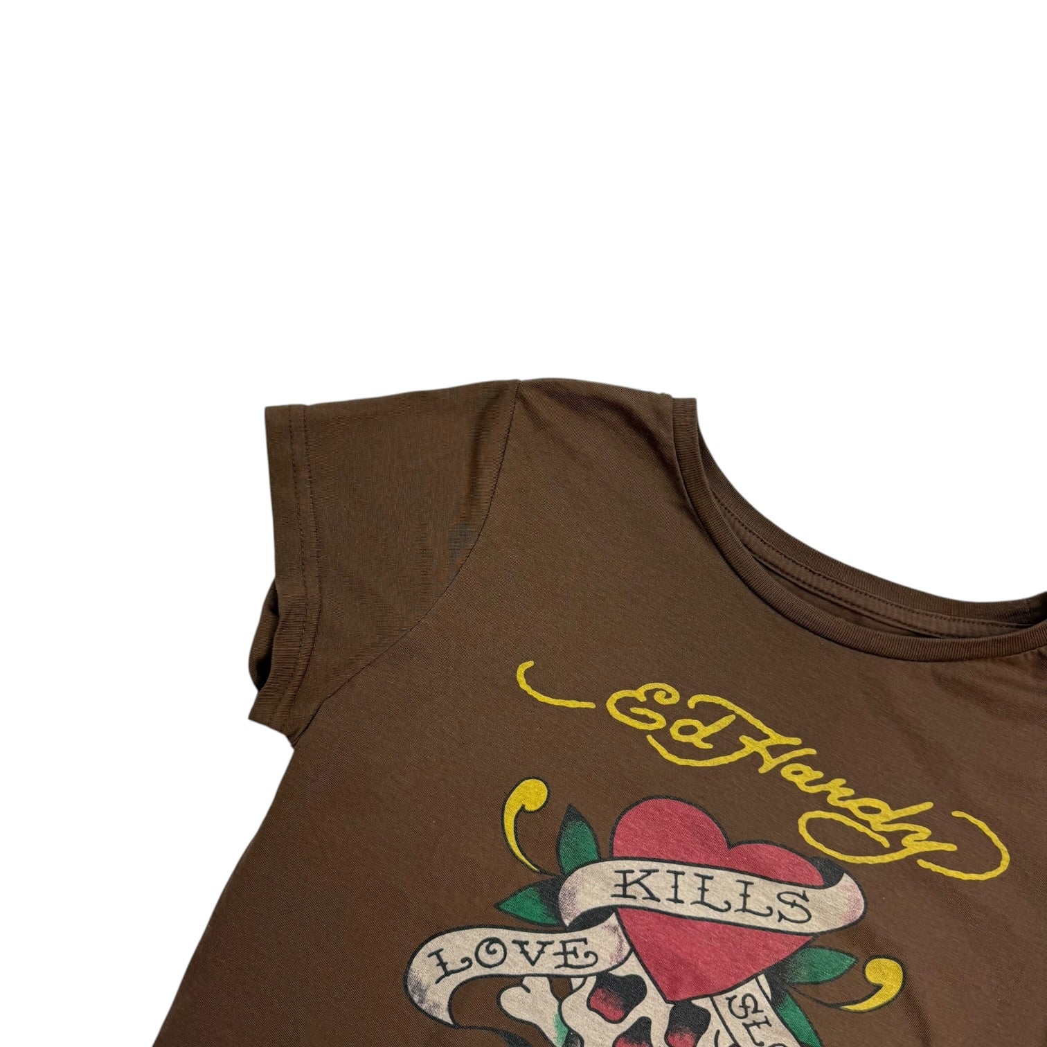 (W) Vintage Christian Audigier Ed Hardy Crop Top Brown