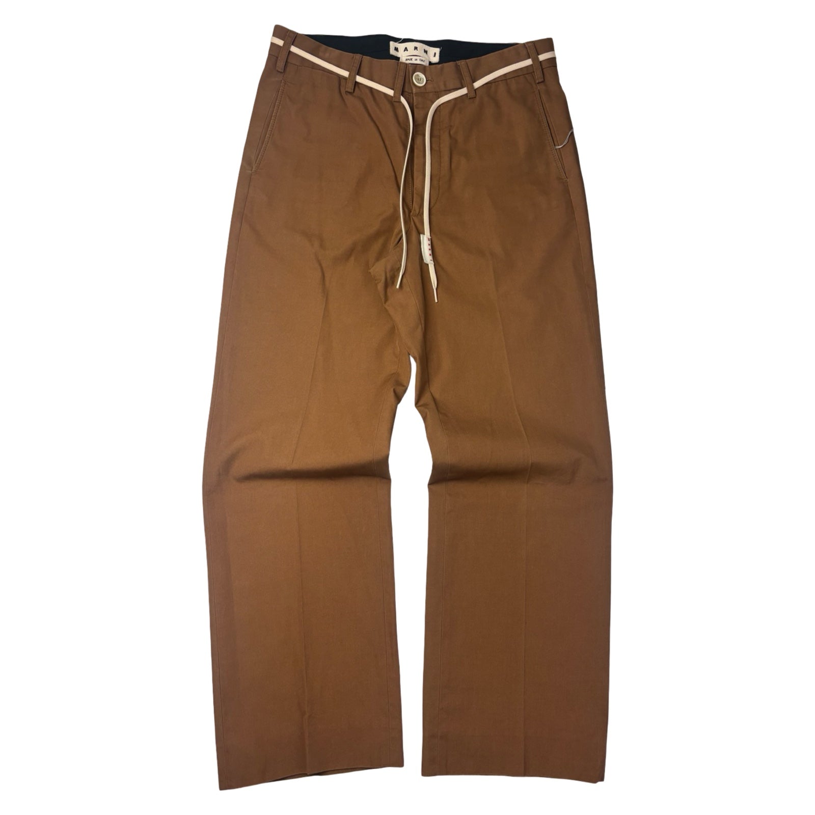 Marni High-Rise Cotton Straight-Leg Pant Earth of Siena