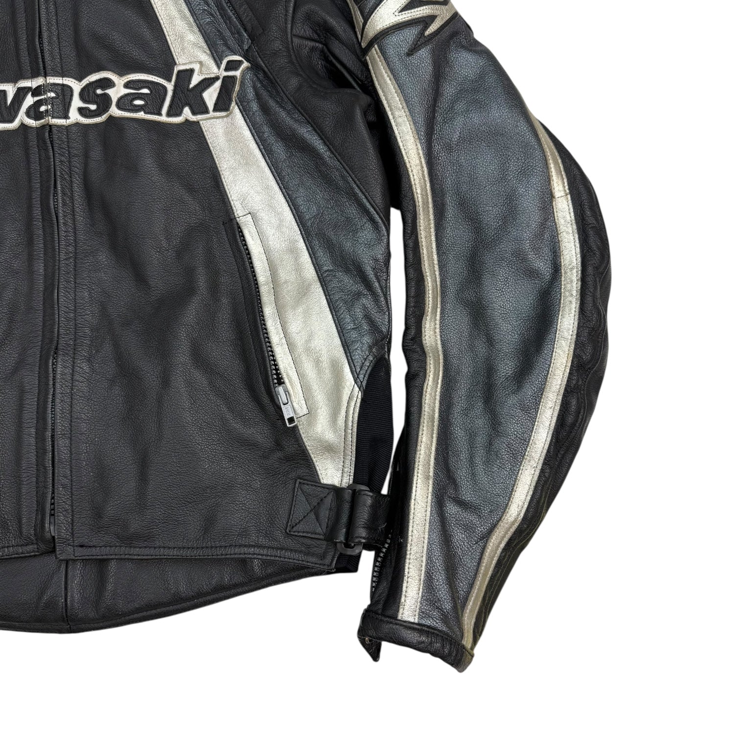 Vintage Kawasaki Leather Moto Jacket Black
