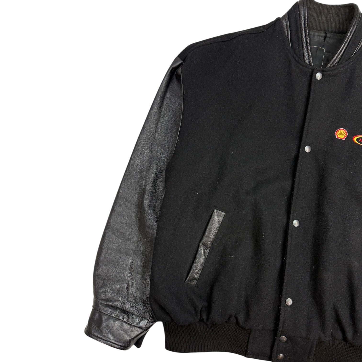 Vintage Shell Racing Varsity Jacket Black