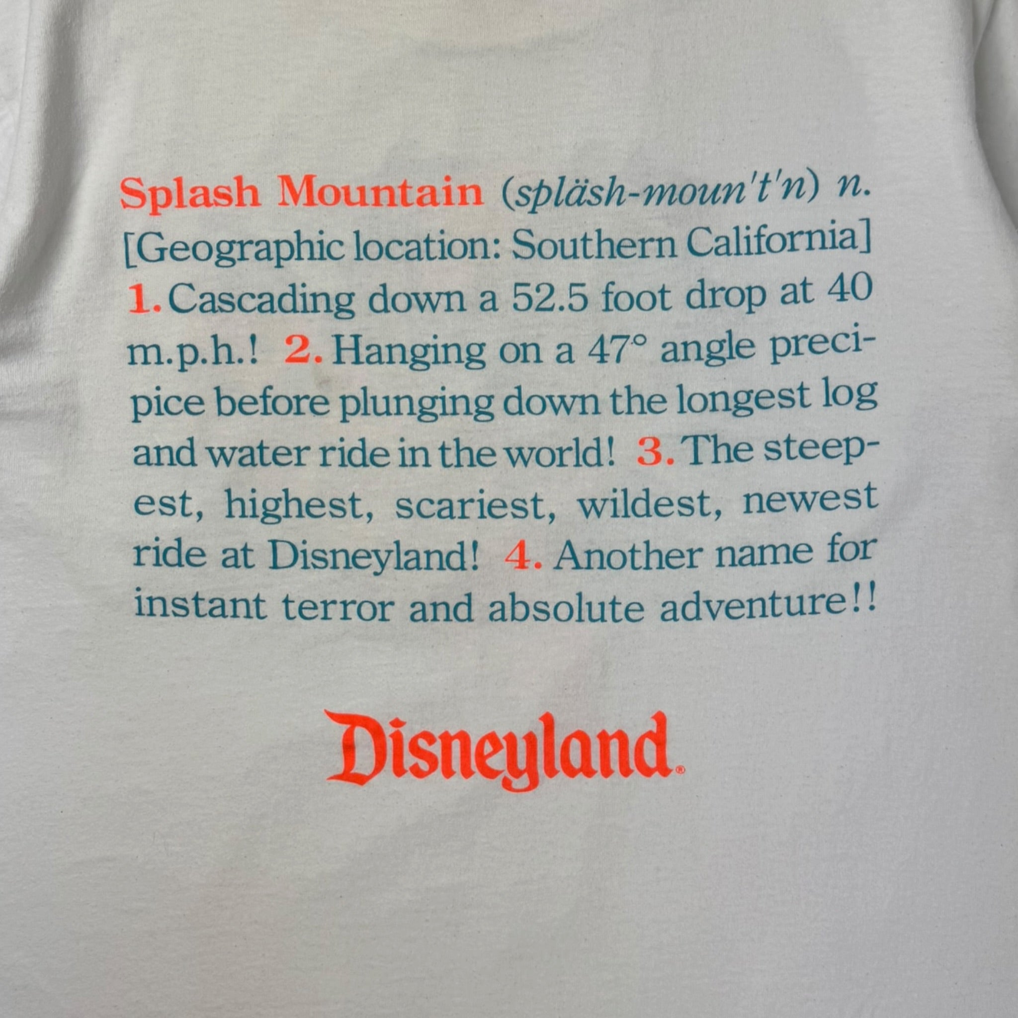 Vintage Disneyland Splash Mountain Ride Promo T-Shirt