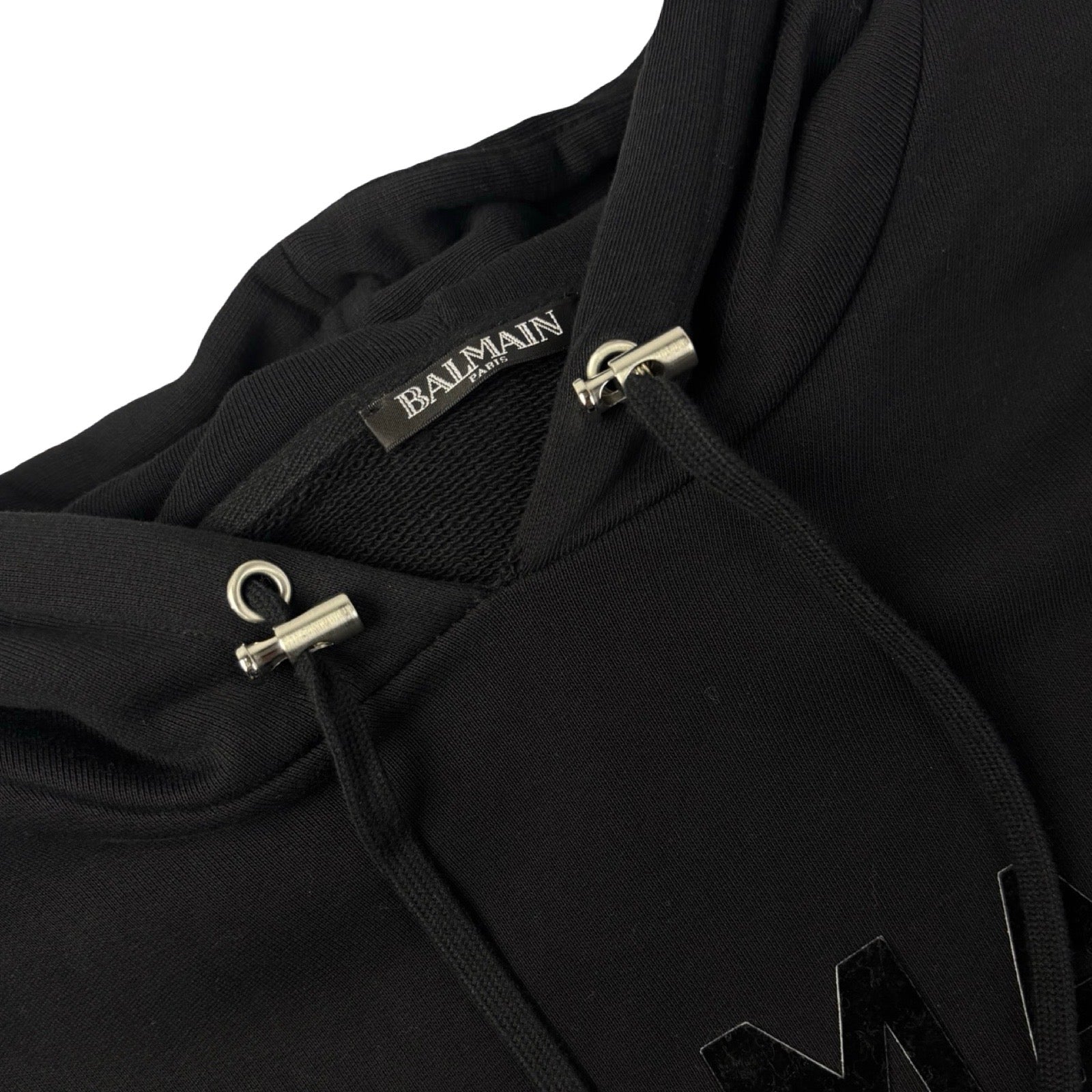 Balmain Paris Velvet Logo Side Zip Hoodie