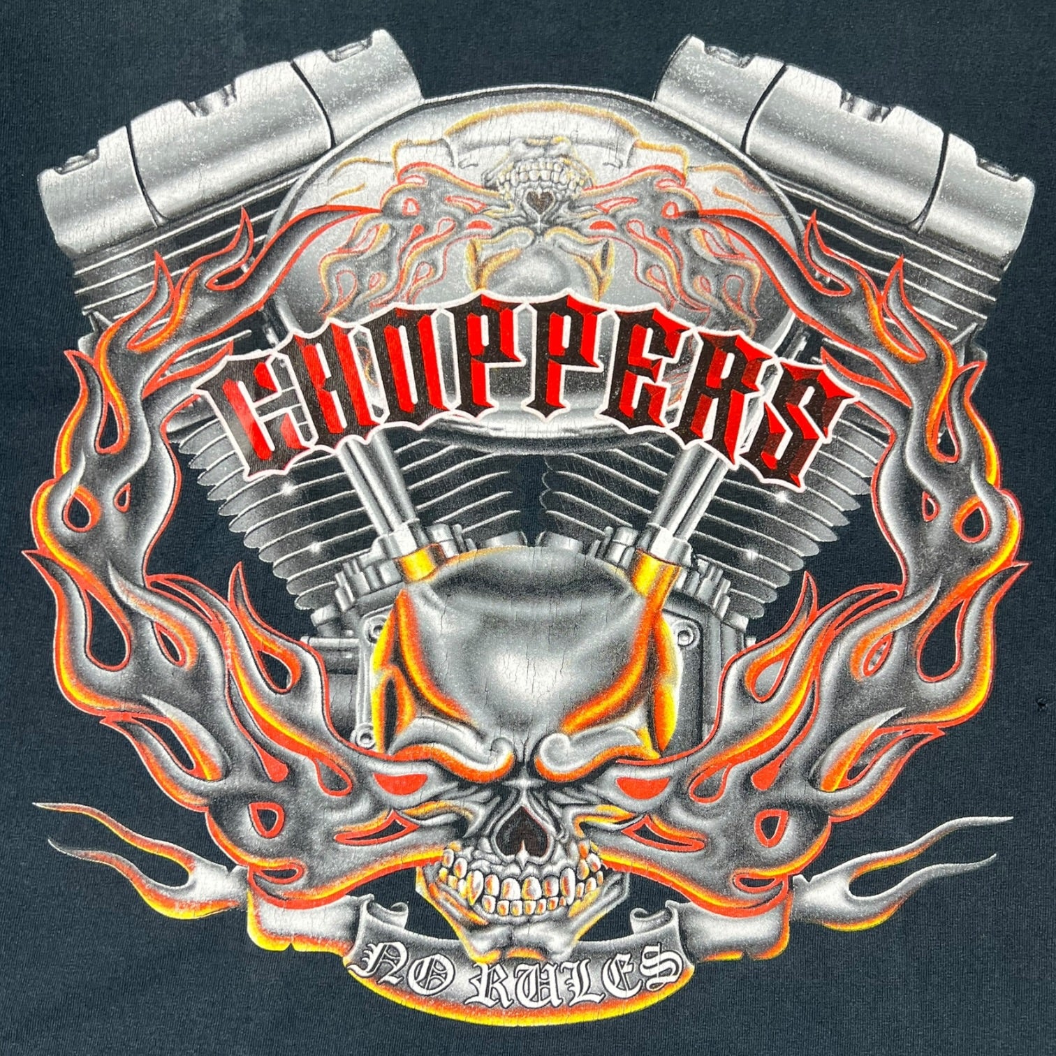 Vintage Custom Bikers Choppers Engine T-Shirt Black