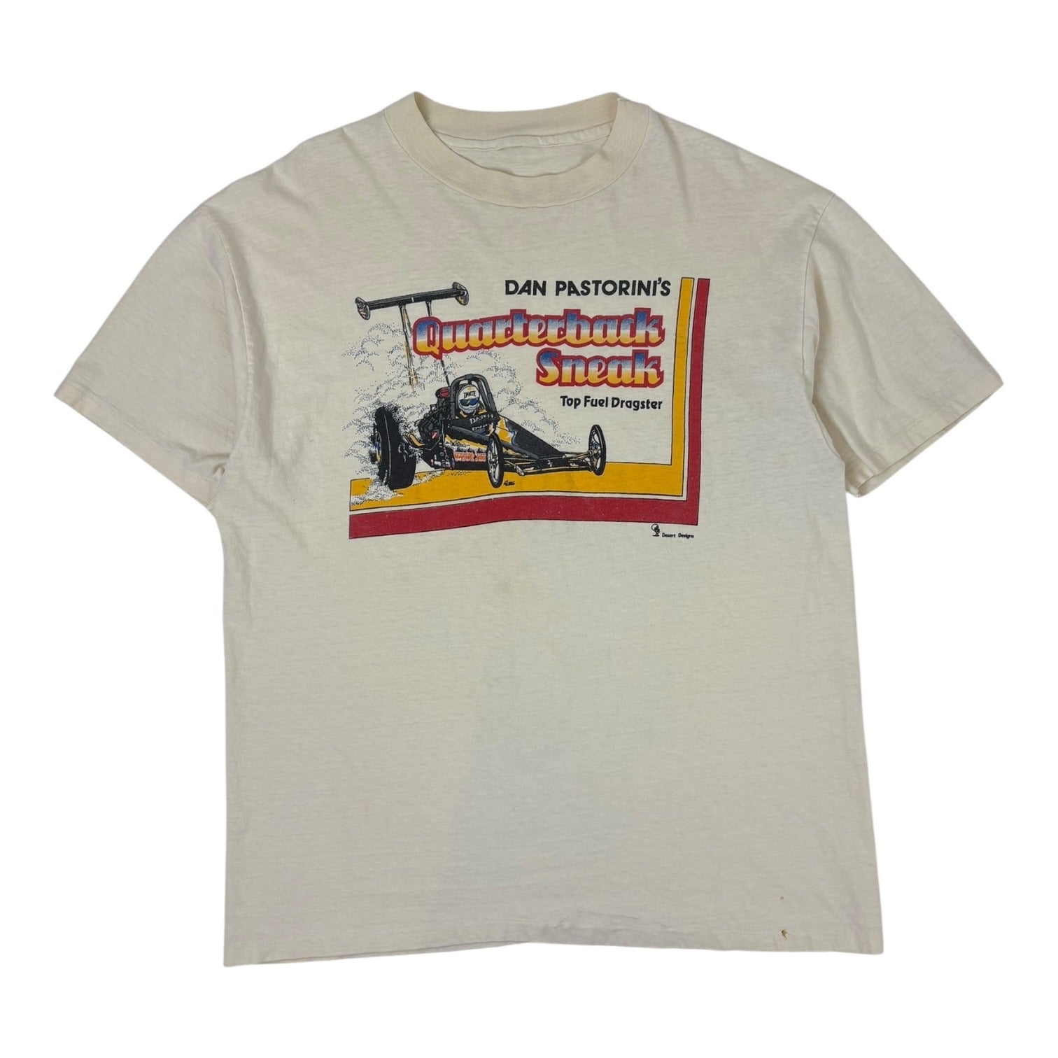 Vintage Dan Pastorini “Quarterback Sneak” Top Fuel Dragster T-Shirt White
