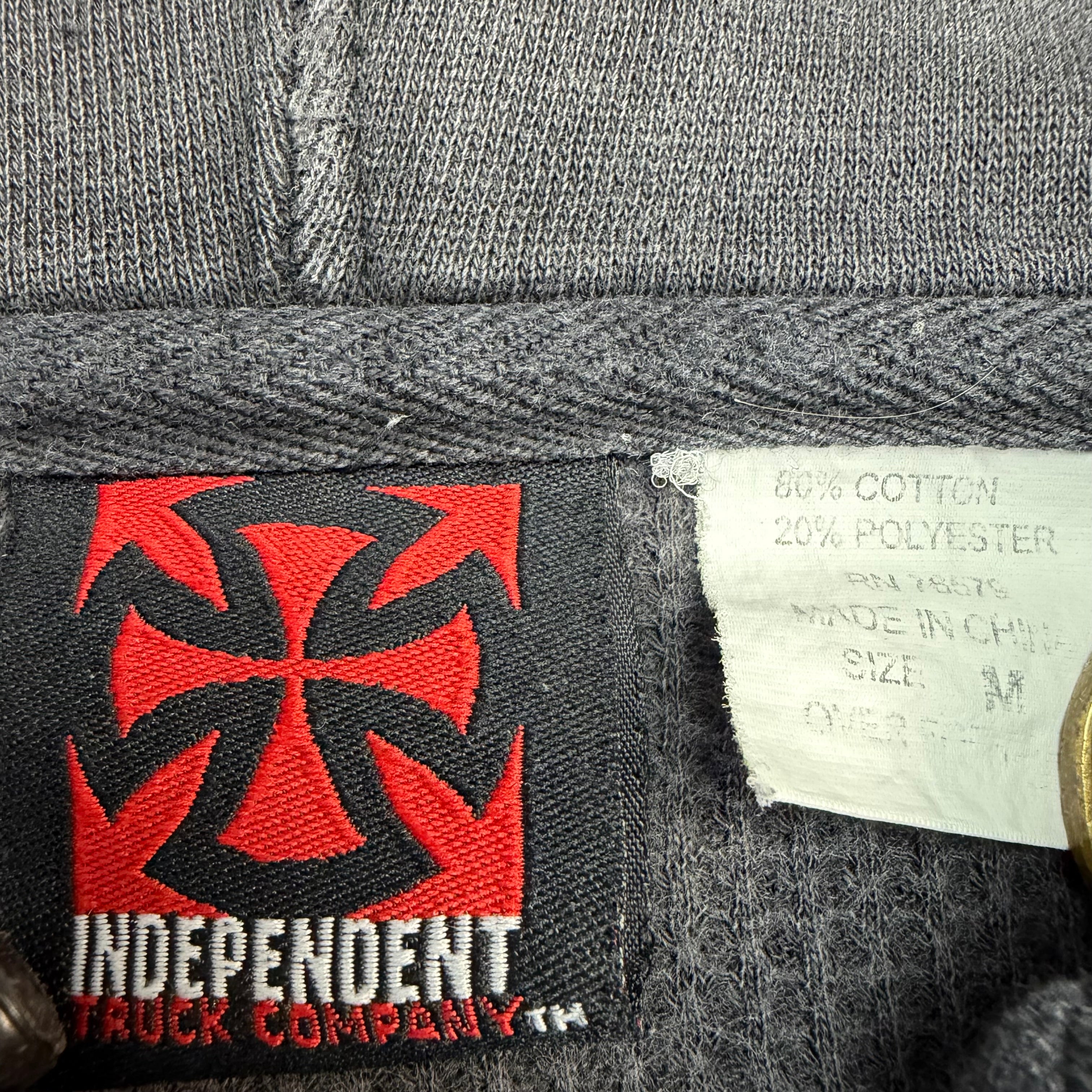 Vintage Independent Thermal Lined Zip Up Hoodie Faded Black