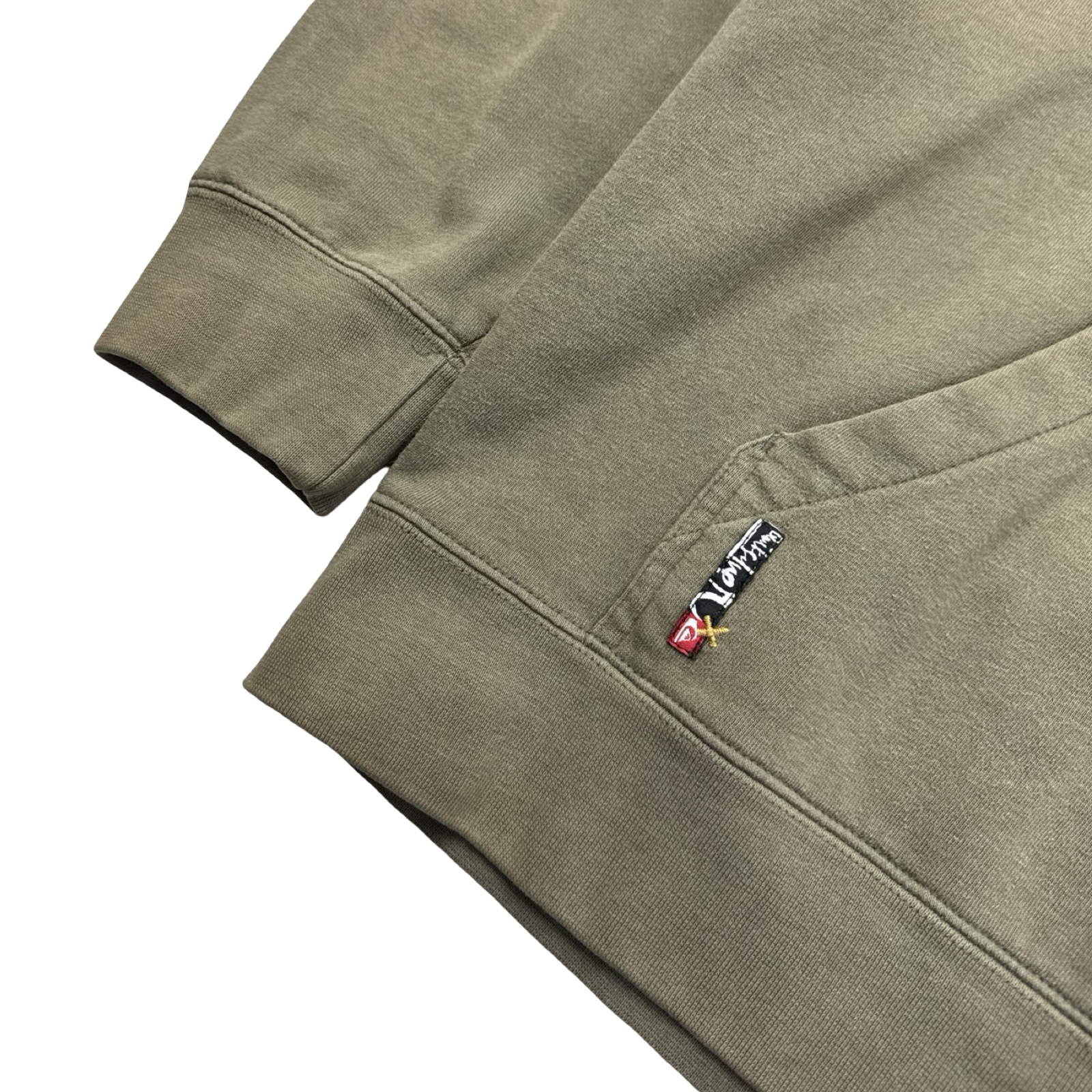 Vintage Y2K Quiksilver Embroidered Surf Hoodie Khaki