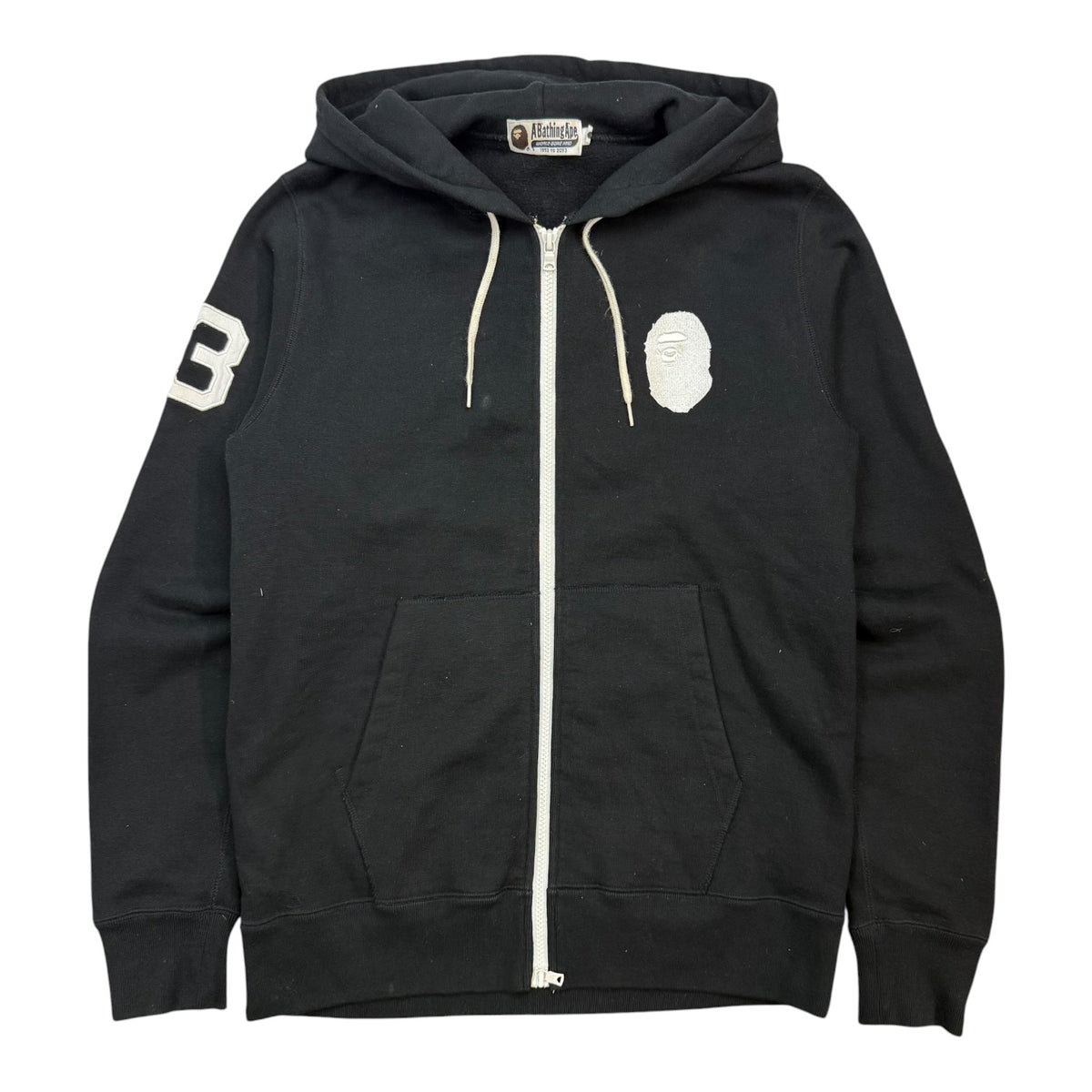 A Bathing Ape Bape Zip Up Embroidered Ape Sweater Black
