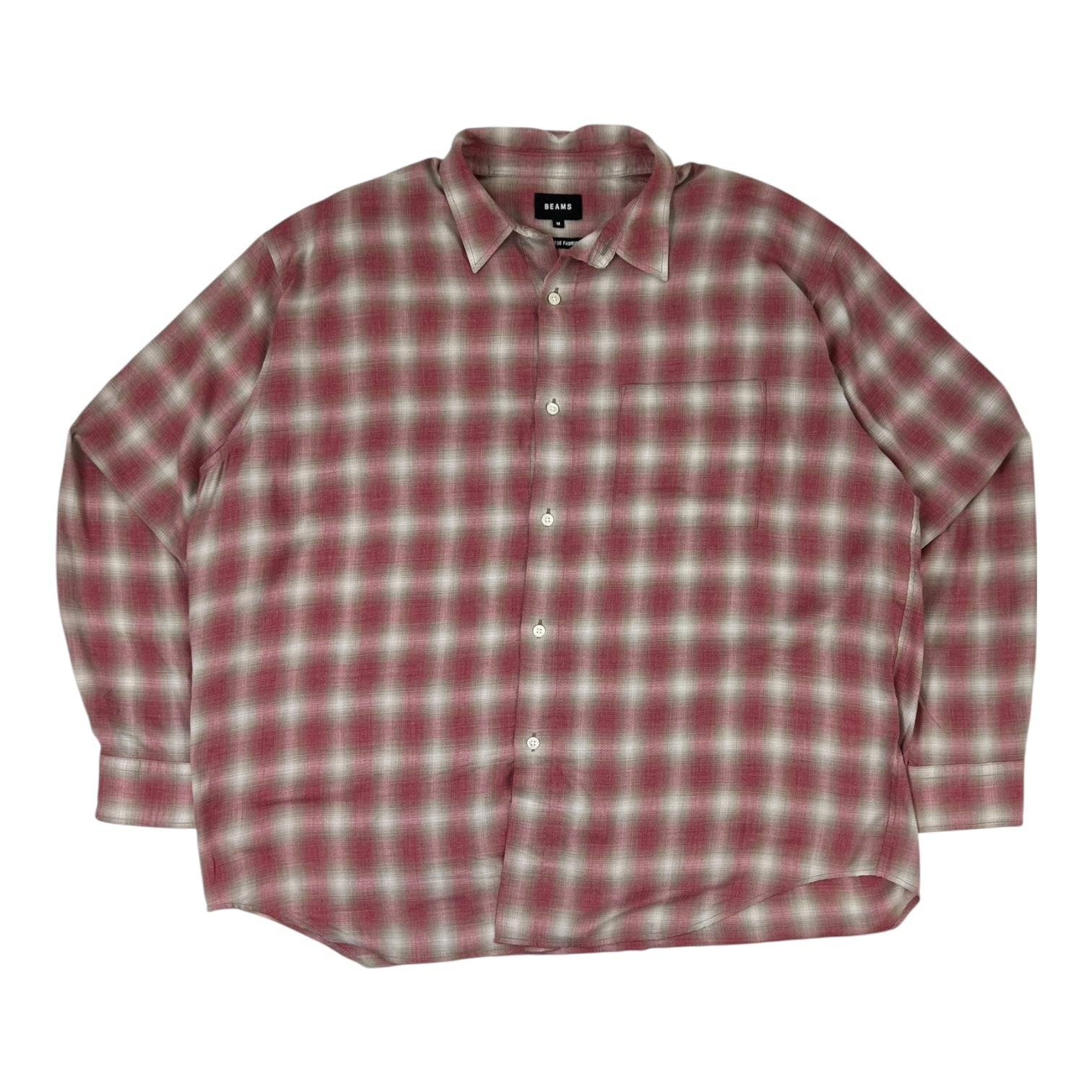Beams Flannel Checkered Button Up Red