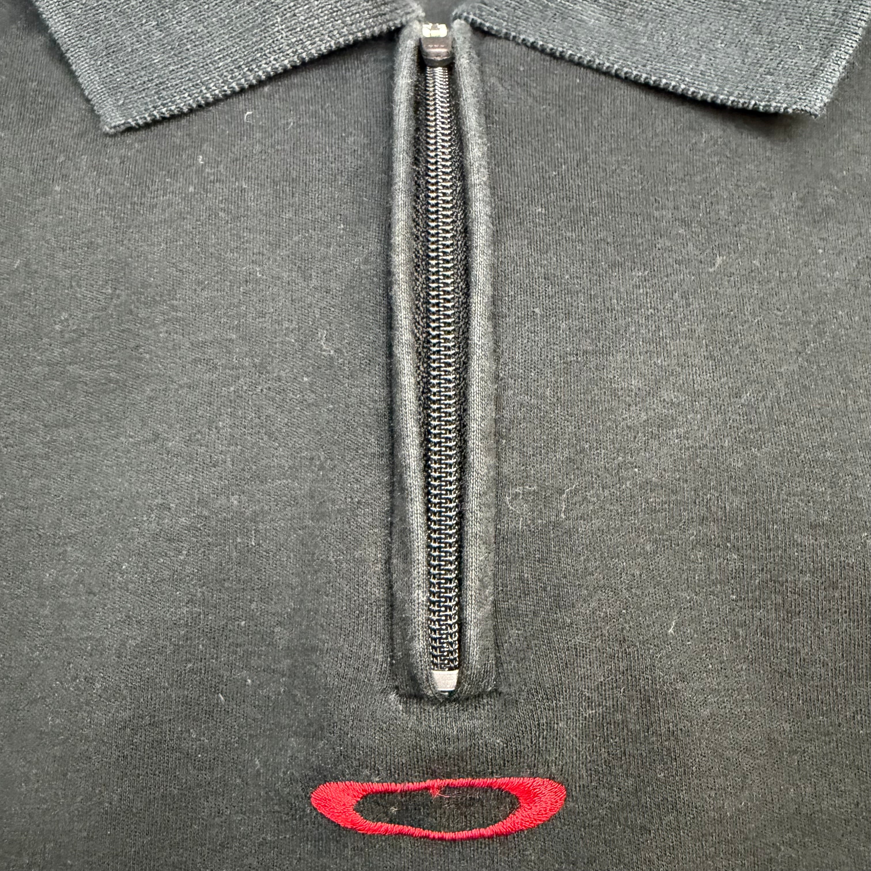 Vintage Oakley Quarter Zip Polo Shirt Black