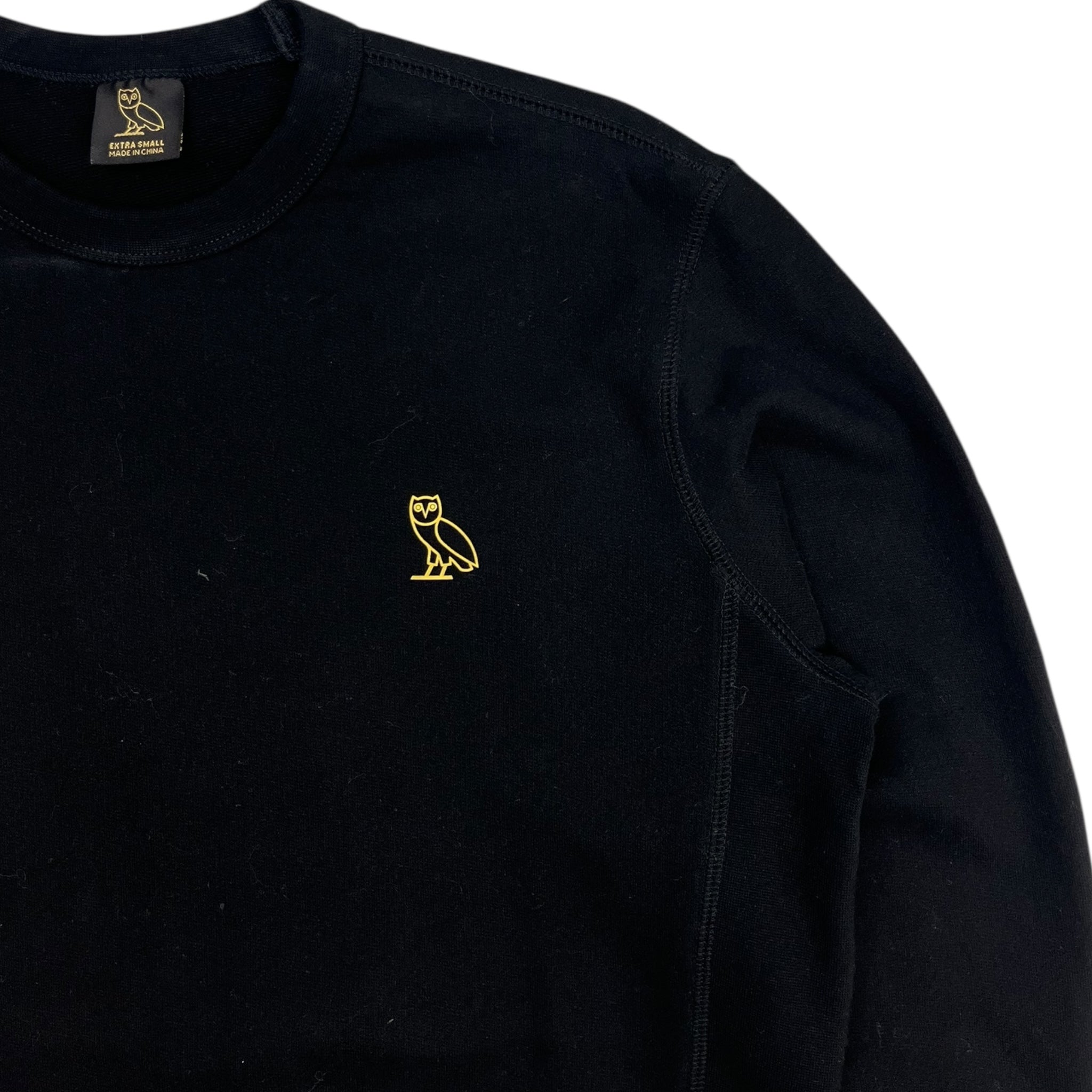 OVO Pocket Logo Cross Weave Crewneck Black