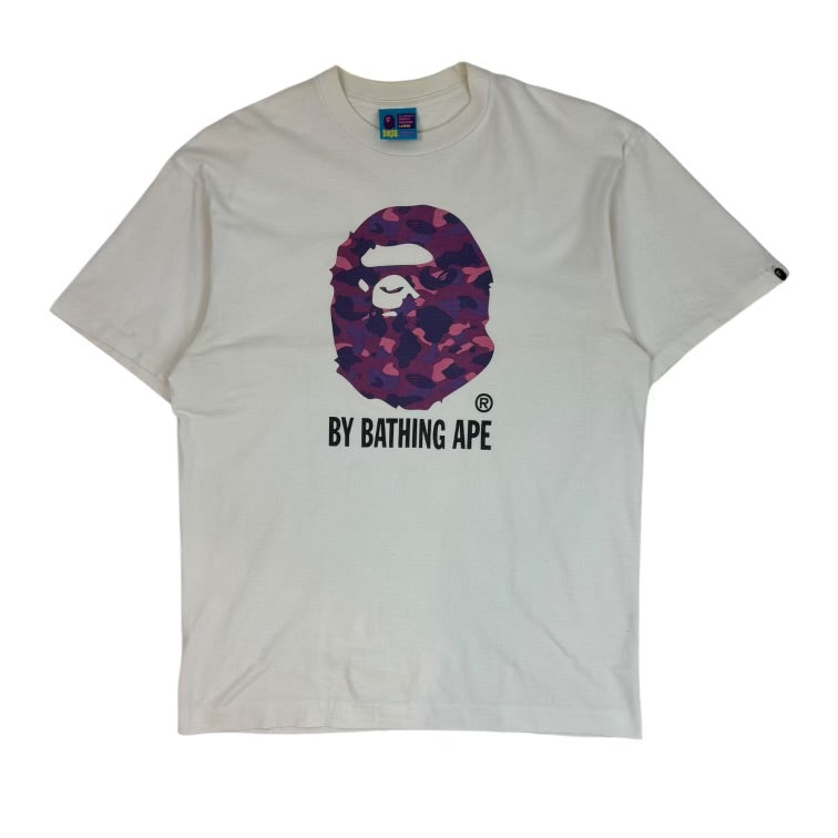 BAPE Ape Head Purple ABC Camo  Logo T-Shirt White