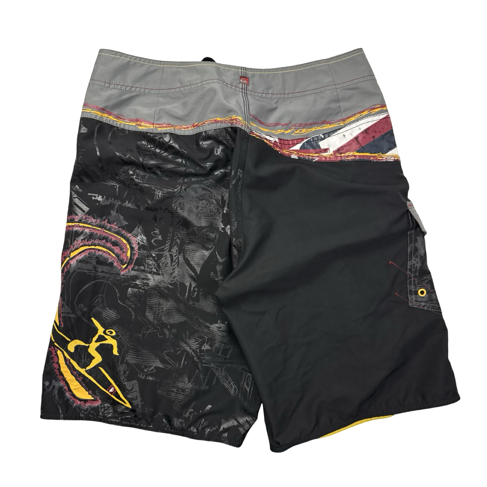 Y2K Quiksilver ‘Eddie Aiken’ Surf Board Shorts Black/Yellow
