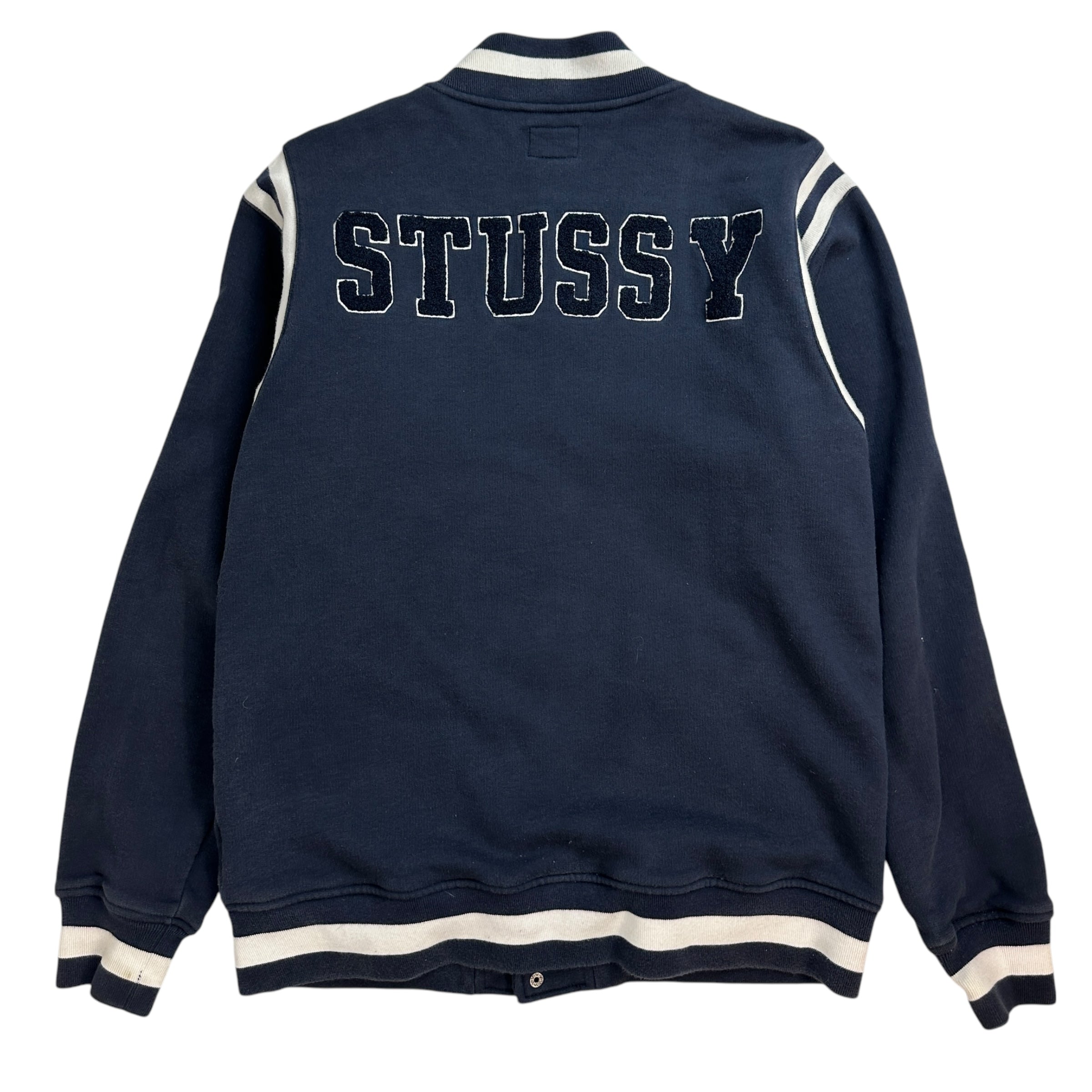 Vintage Stussy International Athletic Button Up Sweater Navy