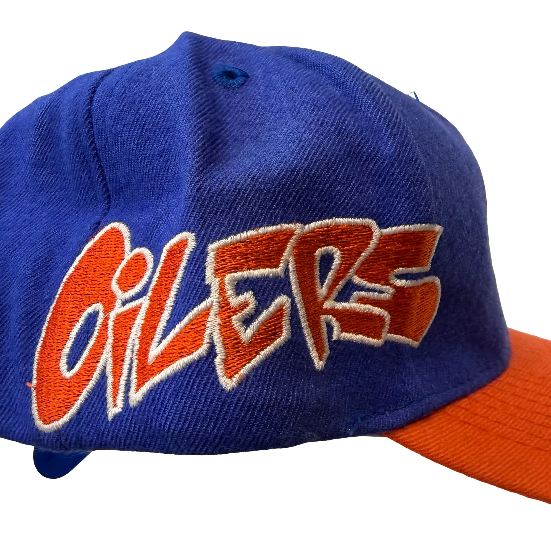 Vintage Edmonton Oilers CCM Graffiti Snapback Hat Blue