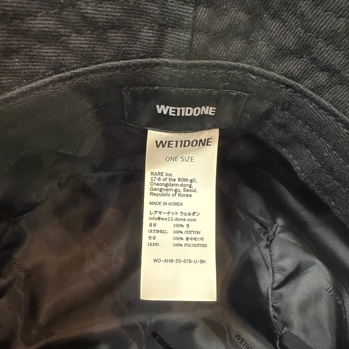 We11done Pearl Logo Bucket Hat Black