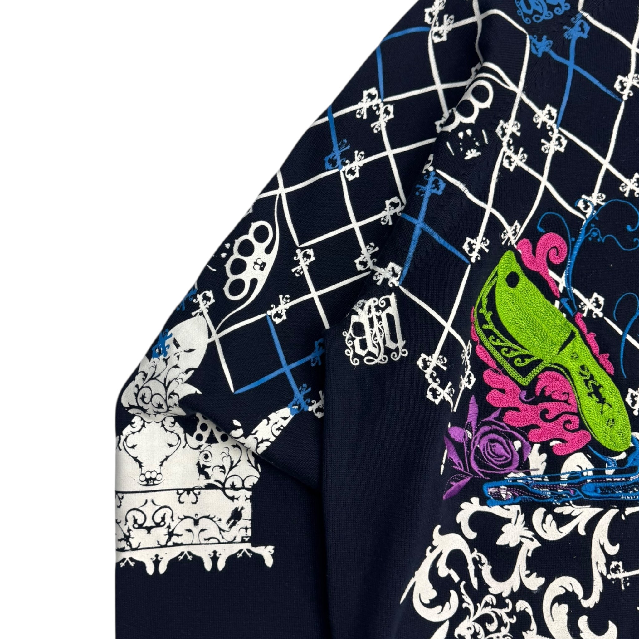 Y2K Artful Dodger Embroidered Knit Sweater